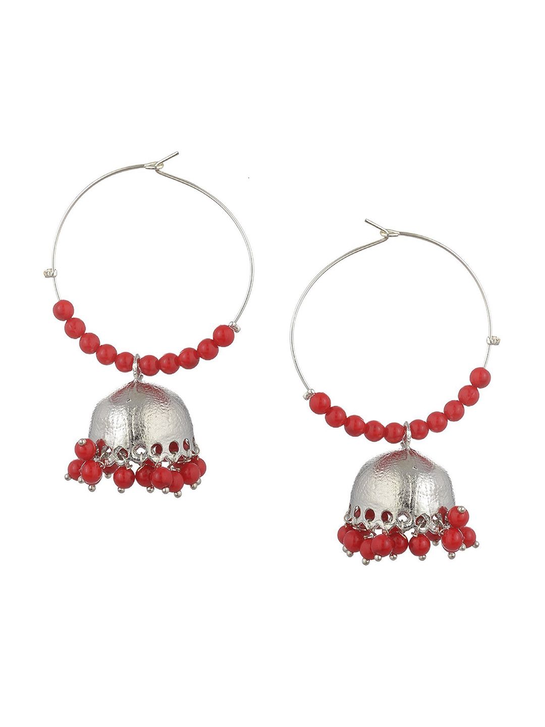 Kshitij Jewels Red Contemporary Jhumkas Earrings Price in India