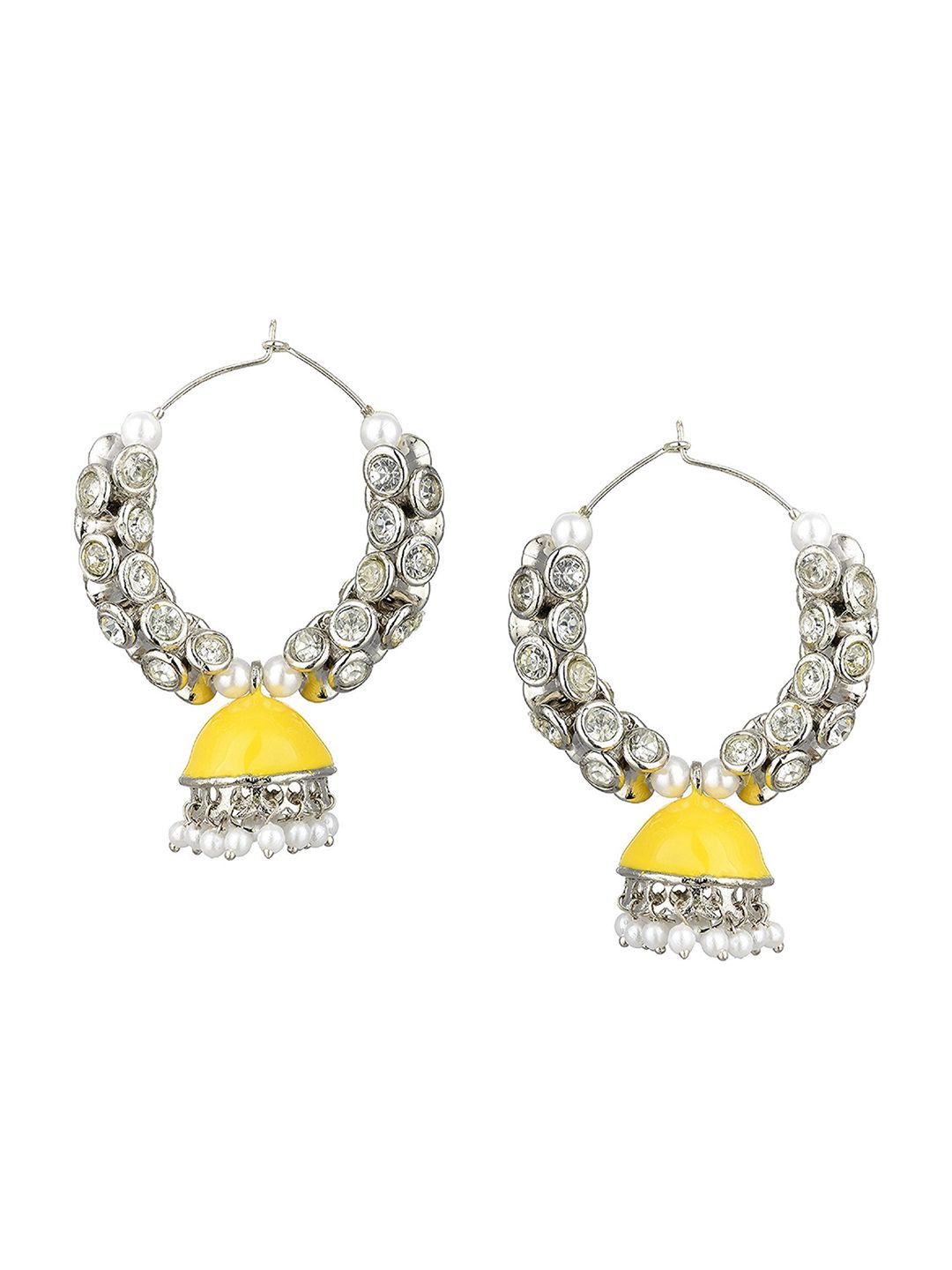 Kshitij Jewels Yellow Contemporary Jhumkas Earrings Price in India