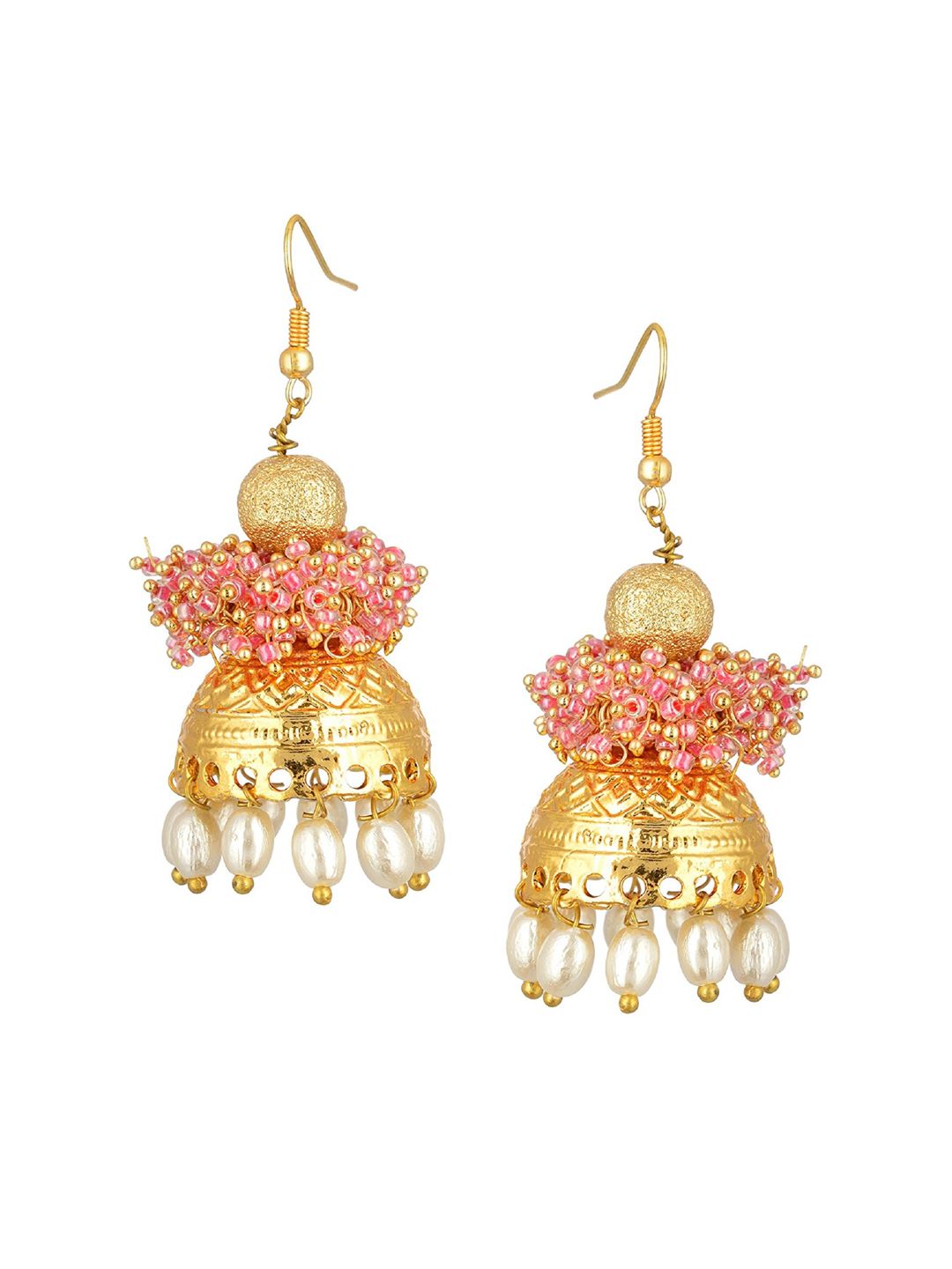 Kshitij Jewels Pink Contemporary Jhumkas Earrings Price in India