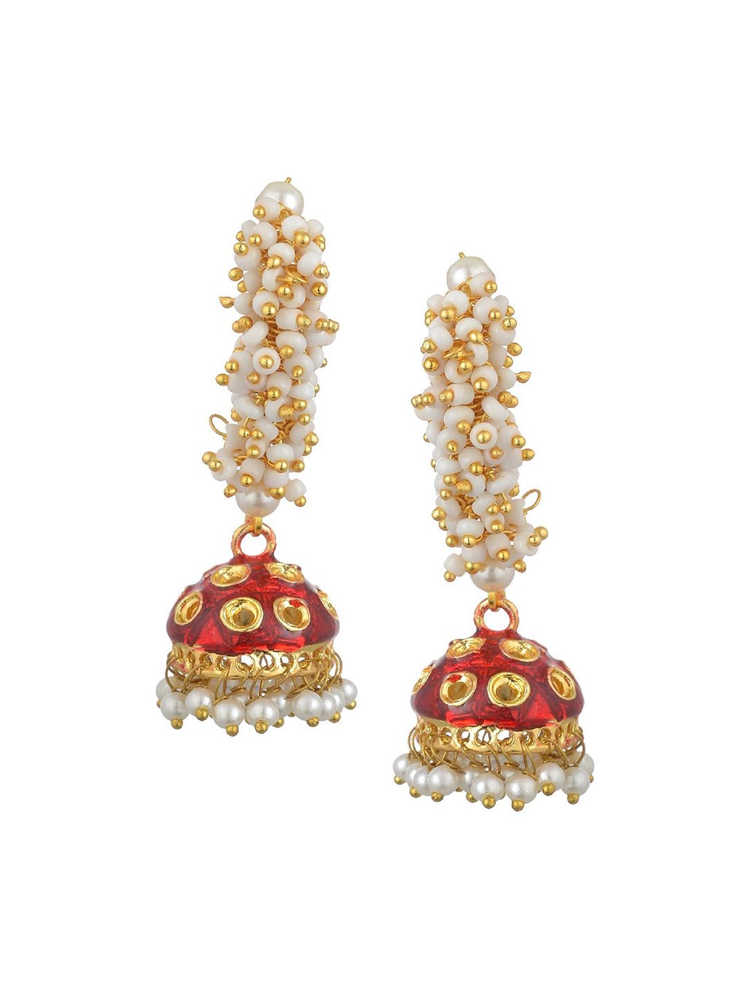 Kshitij Jewels Maroon Contemporary Jhumkas Earrings Price in India