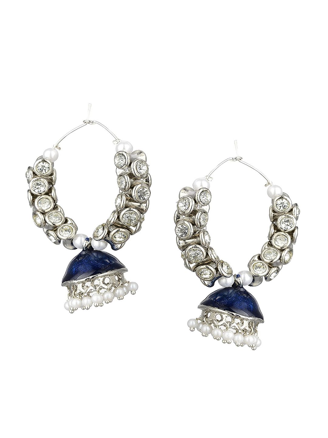 Kshitij Jewels Navy Blue Contemporary Jhumkas Earrings Price in India