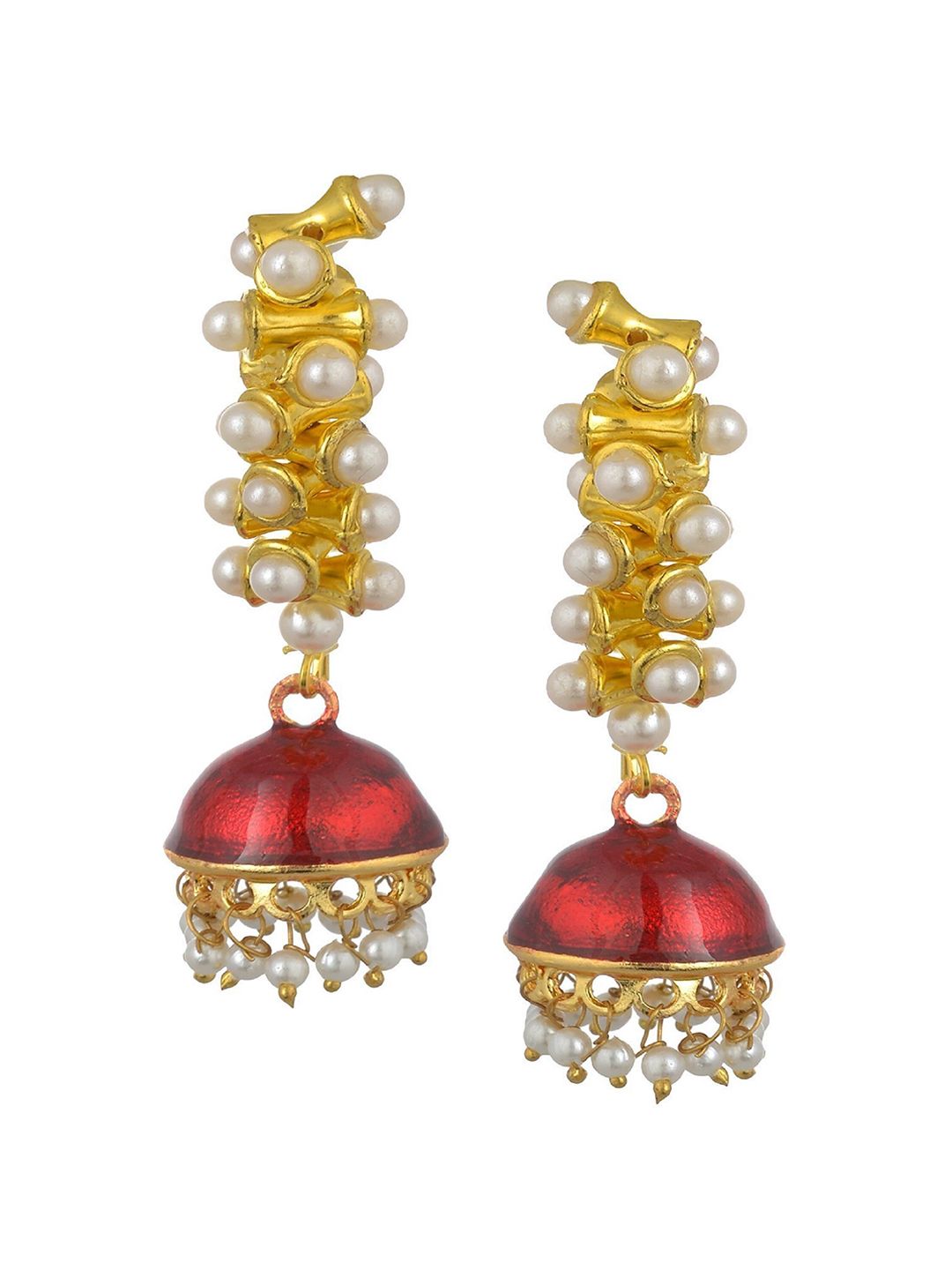 Kshitij Jewels Maroon Contemporary Jhumkas Earrings Price in India