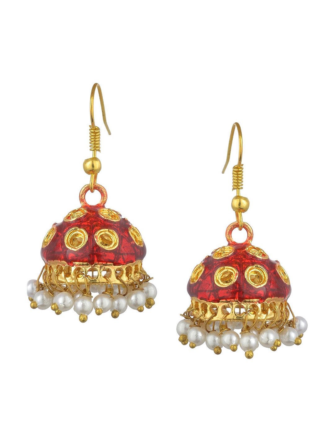 Kshitij Jewels Maroon Contemporary Jhumkas Earrings Price in India