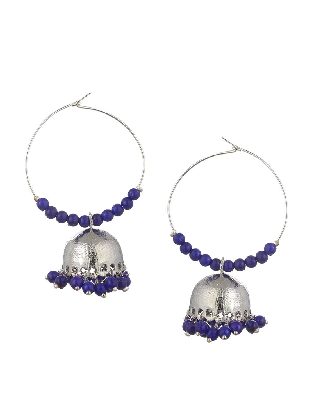 Kshitij Jewels Navy Blue Contemporary Jhumkas Earrings Price in India