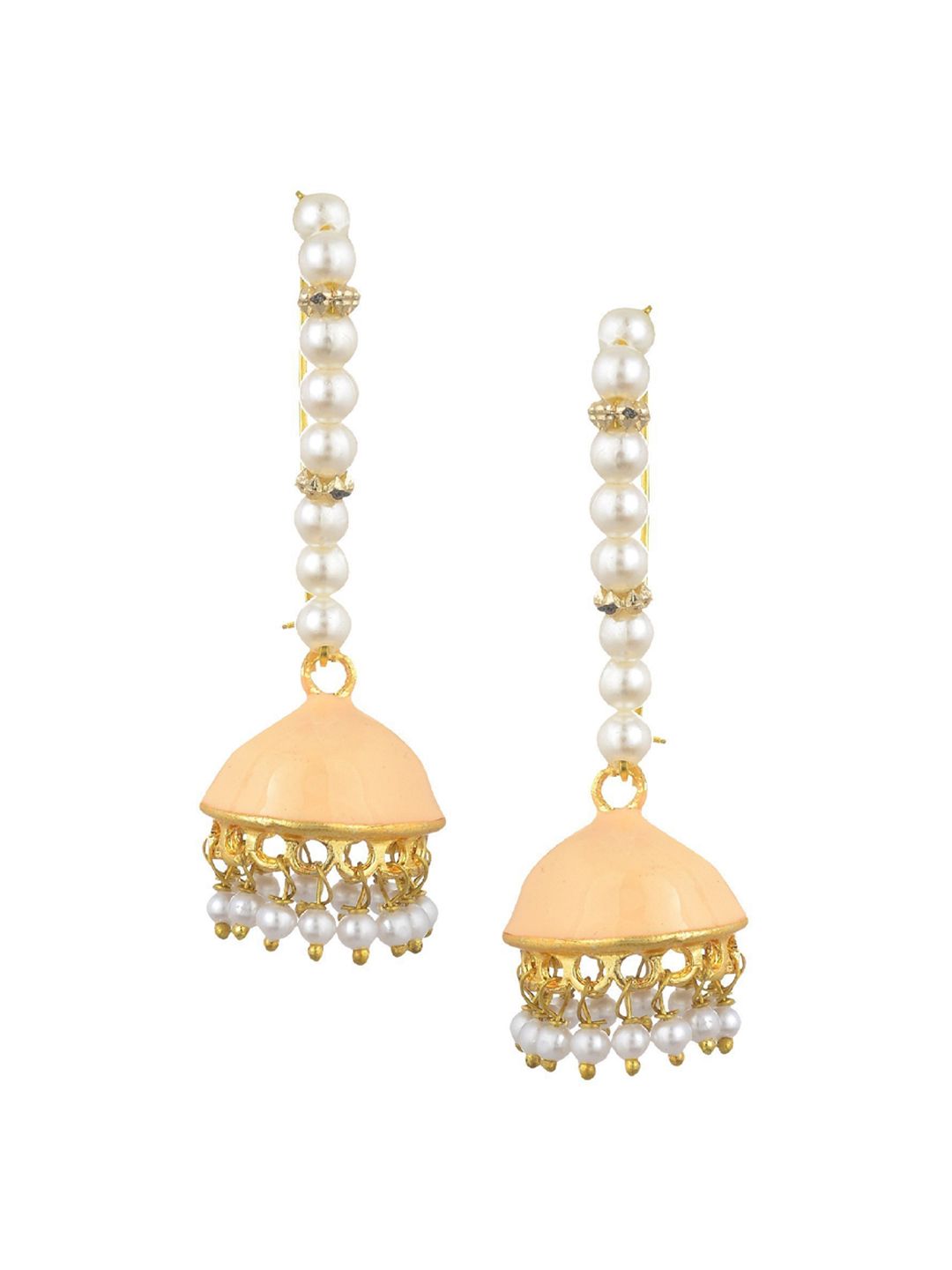 Kshitij Jewels Cream-Coloured Contemporary Jhumkas Earrings Price in India