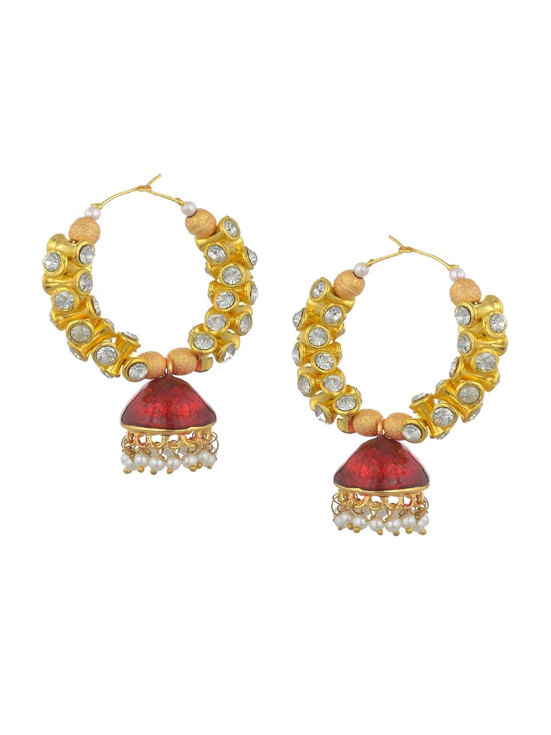 Kshitij Jewels Maroon Contemporary Jhumkas Earrings Price in India