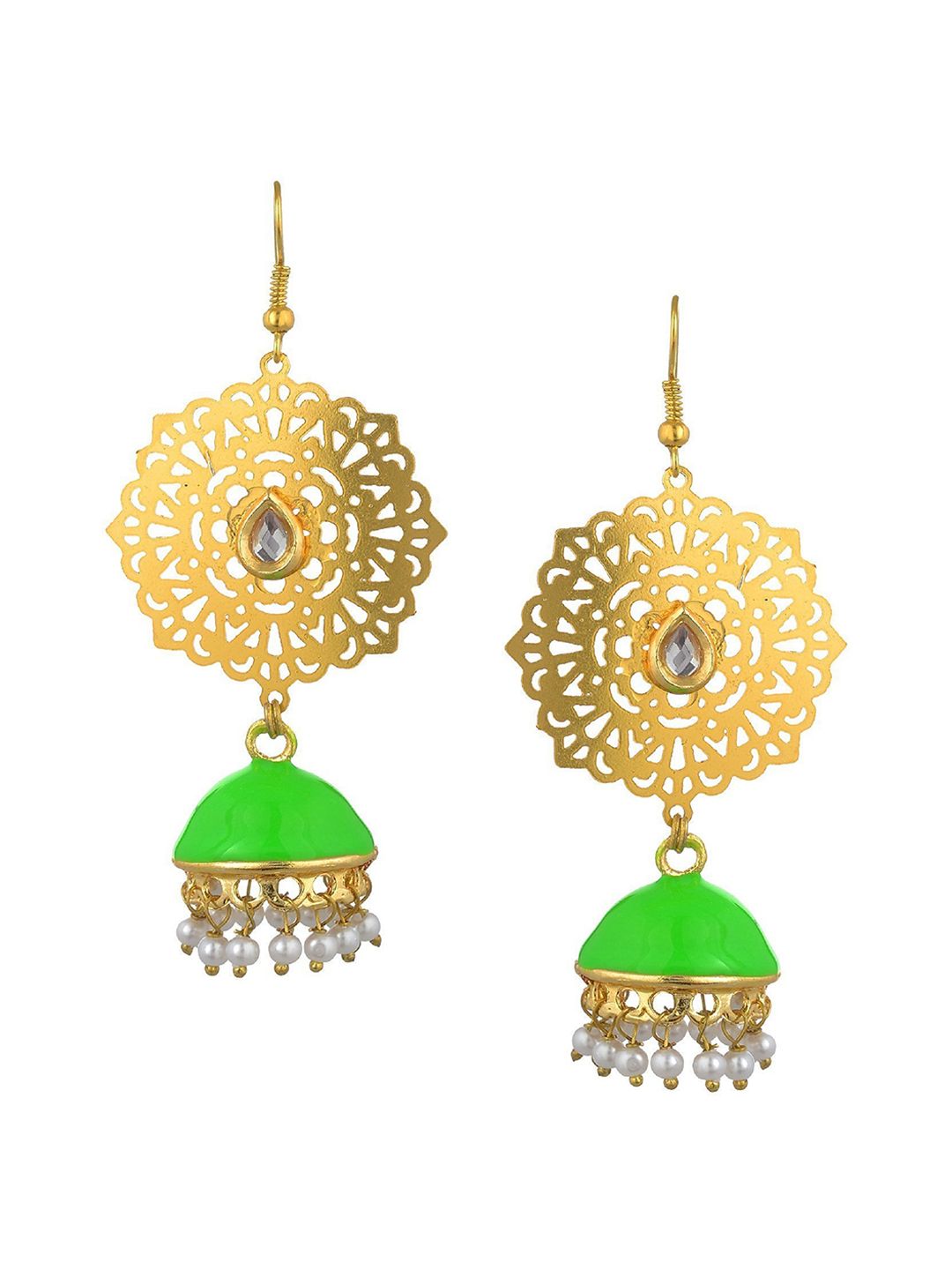 Kshitij Jewels Green Contemporary Drop Earrings Price in India