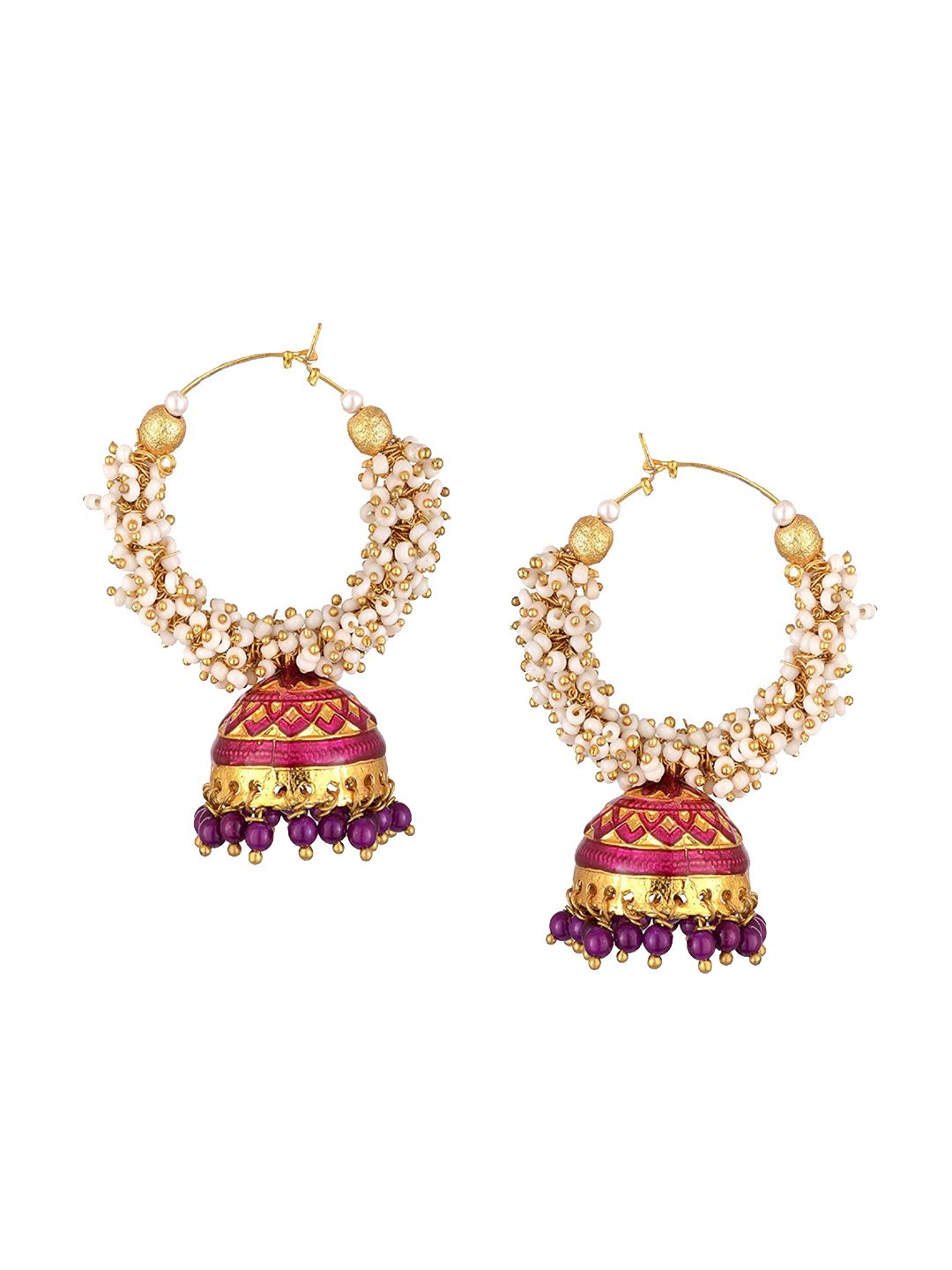 Kshitij Jewels Purple Contemporary Jhumkas Earrings Price in India