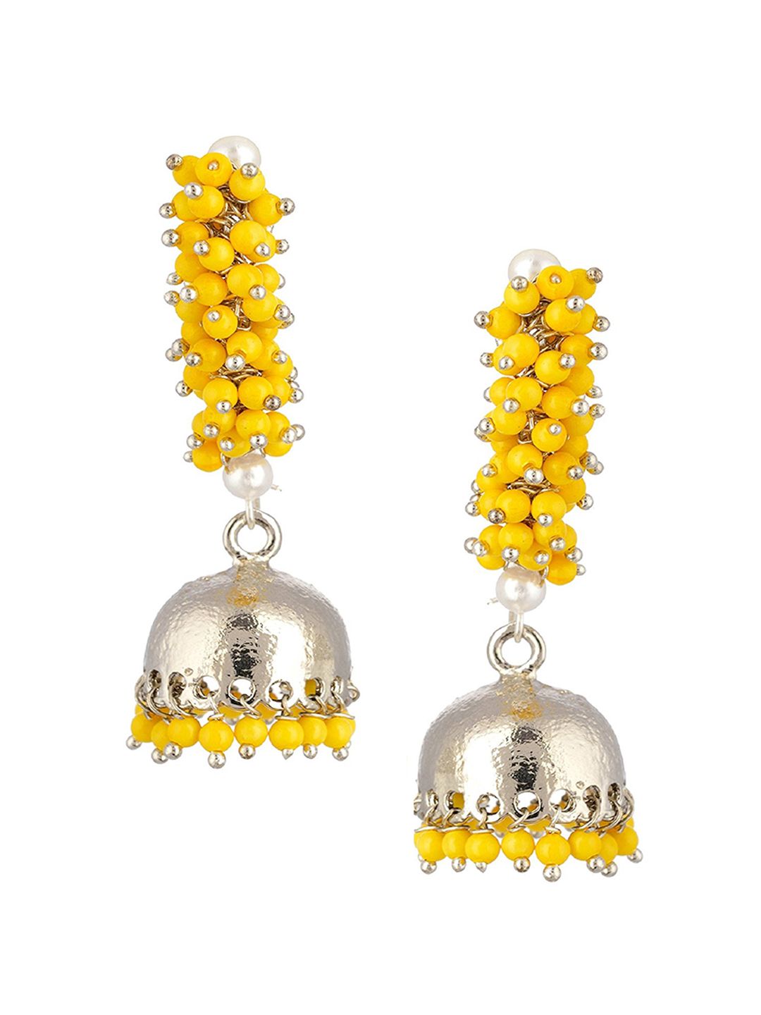 Kshitij Jewels Yellow Contemporary Jhumkas Earrings Price in India