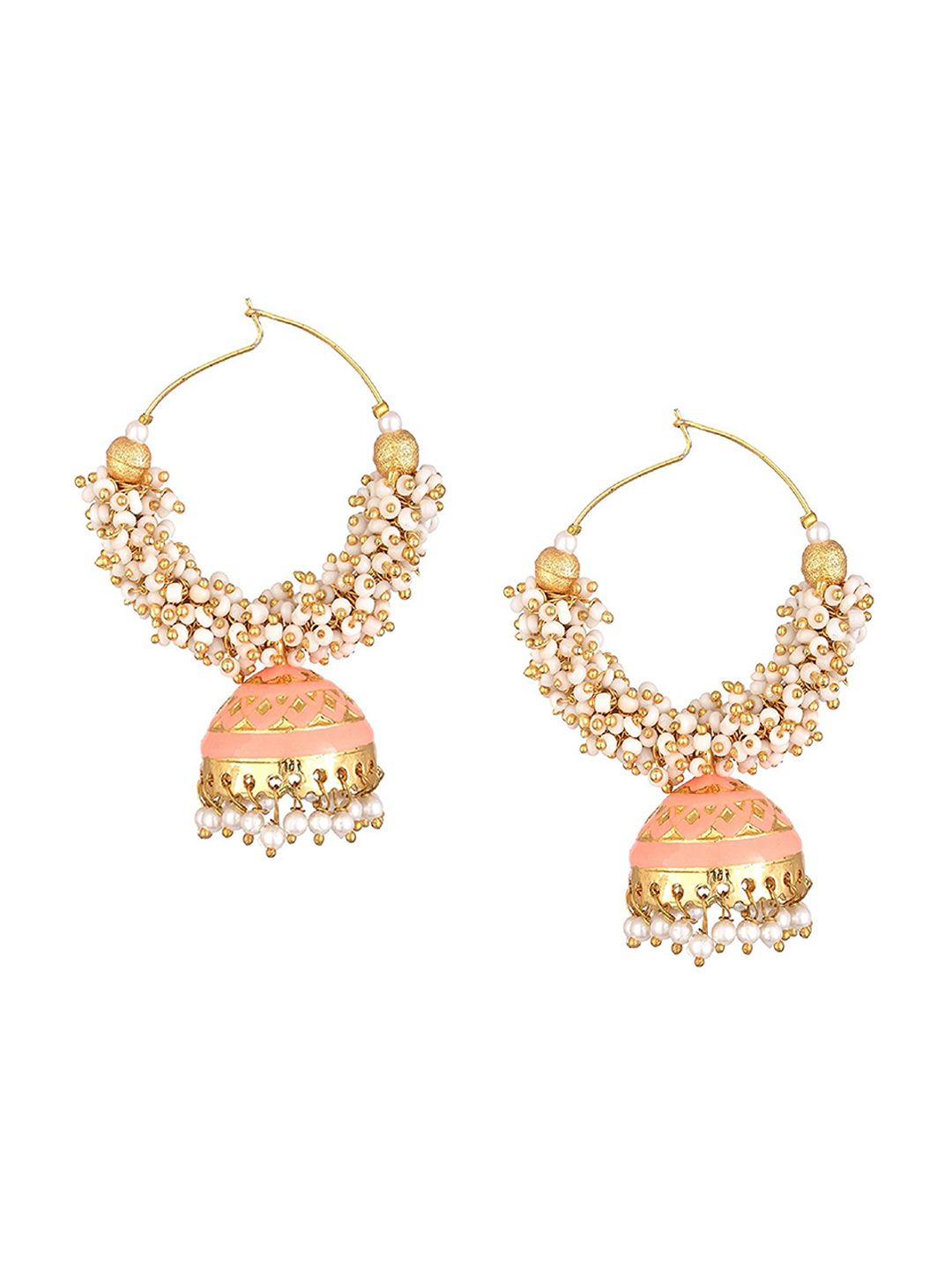 Kshitij Jewels Cream-Coloured Contemporary Jhumkas Earrings Price in India