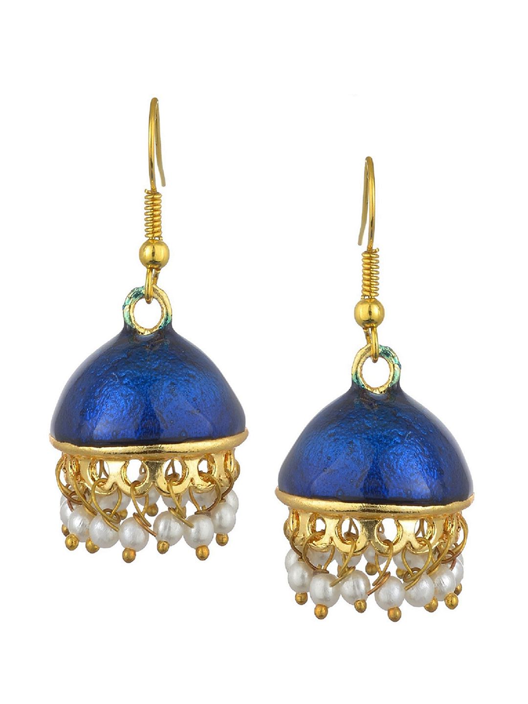 Kshitij Jewels Blue Contemporary Jhumkas Earrings Price in India