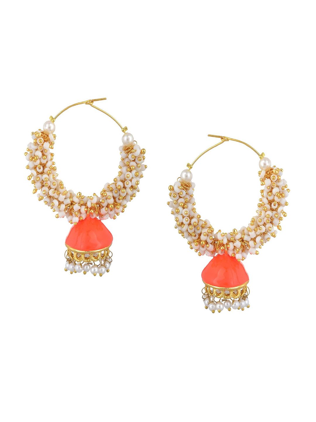 Kshitij Jewels Orange Contemporary Jhumkas Earrings Price in India