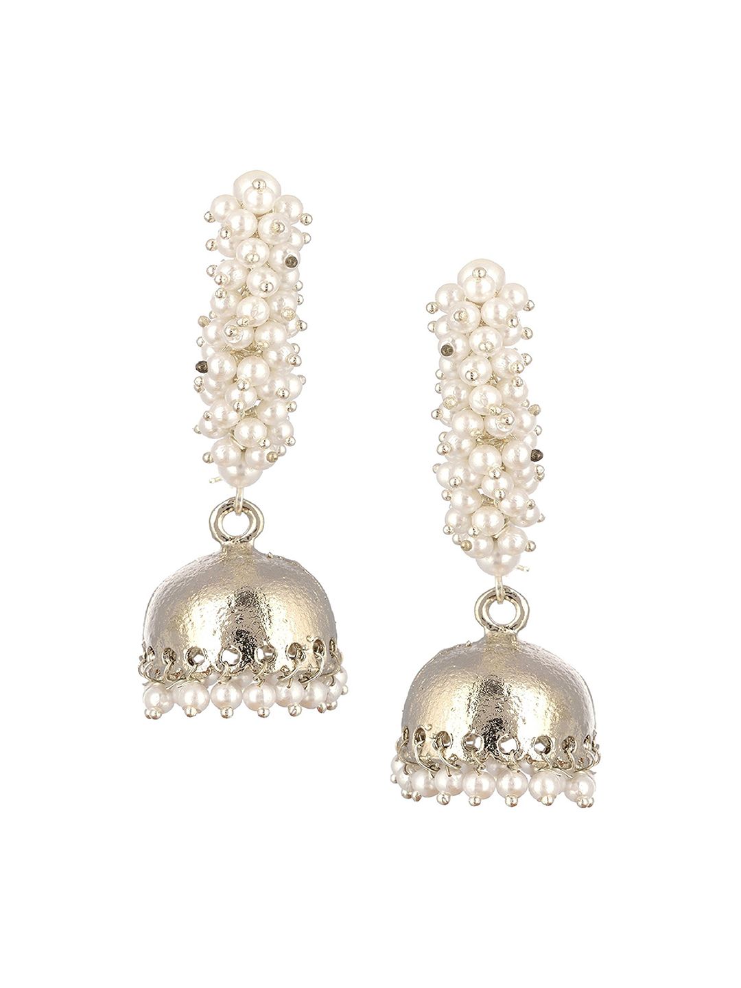 Kshitij Jewels White Contemporary Jhumkas Earrings Price in India