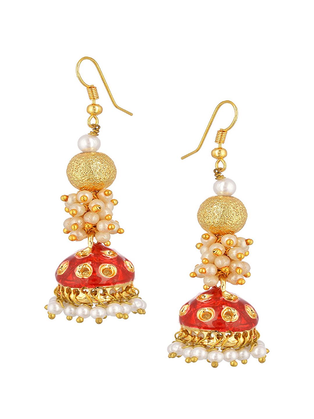 Kshitij Jewels Red Contemporary Jhumkas Earrings Price in India