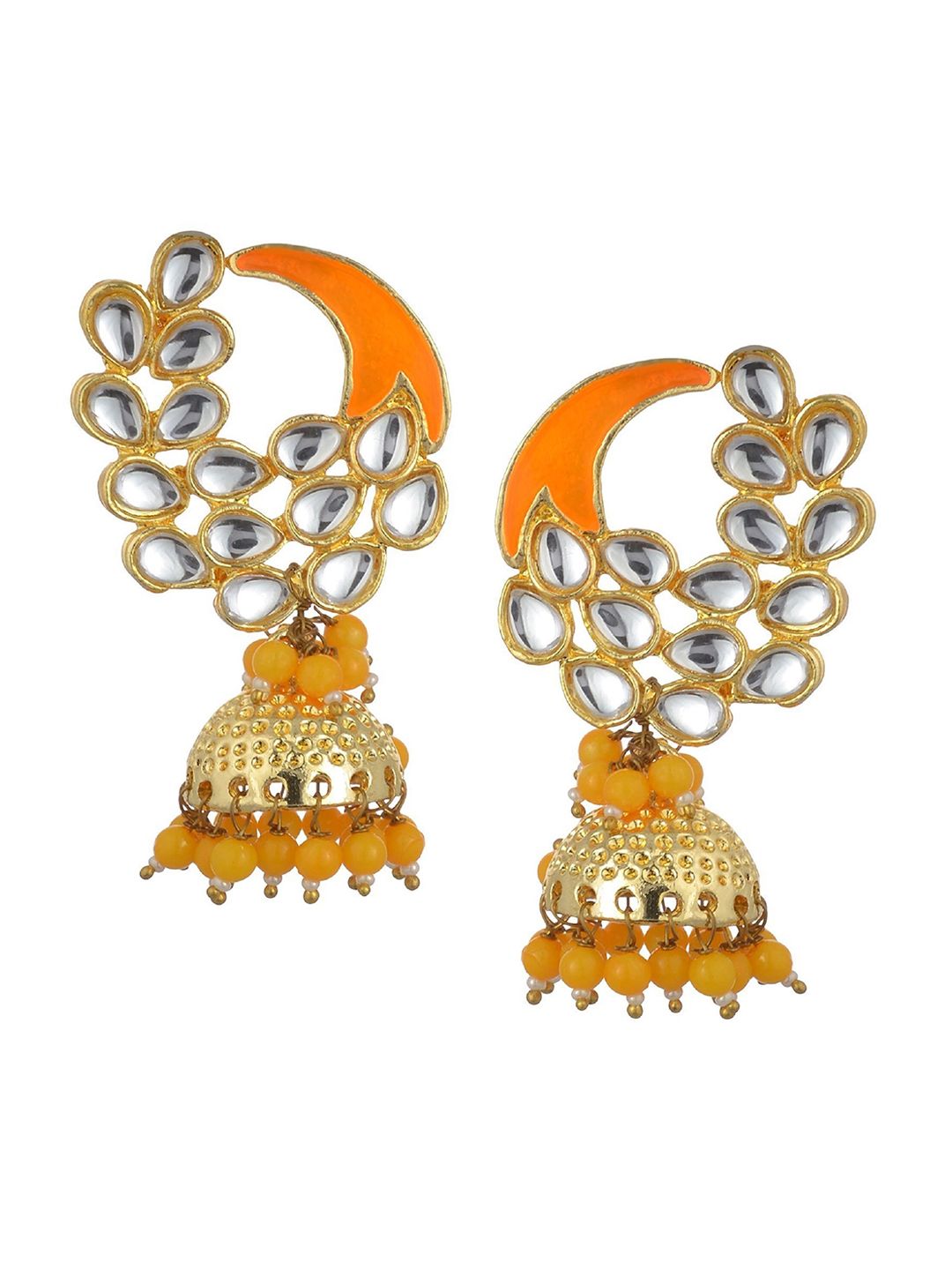 Kshitij Jewels Yellow Contemporary Jhumkas Earrings Price in India