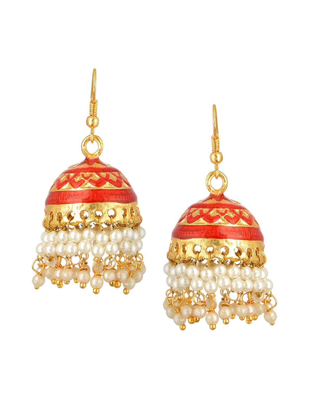 Kshitij Jewels Red Contemporary Jhumkas Earrings Price in India