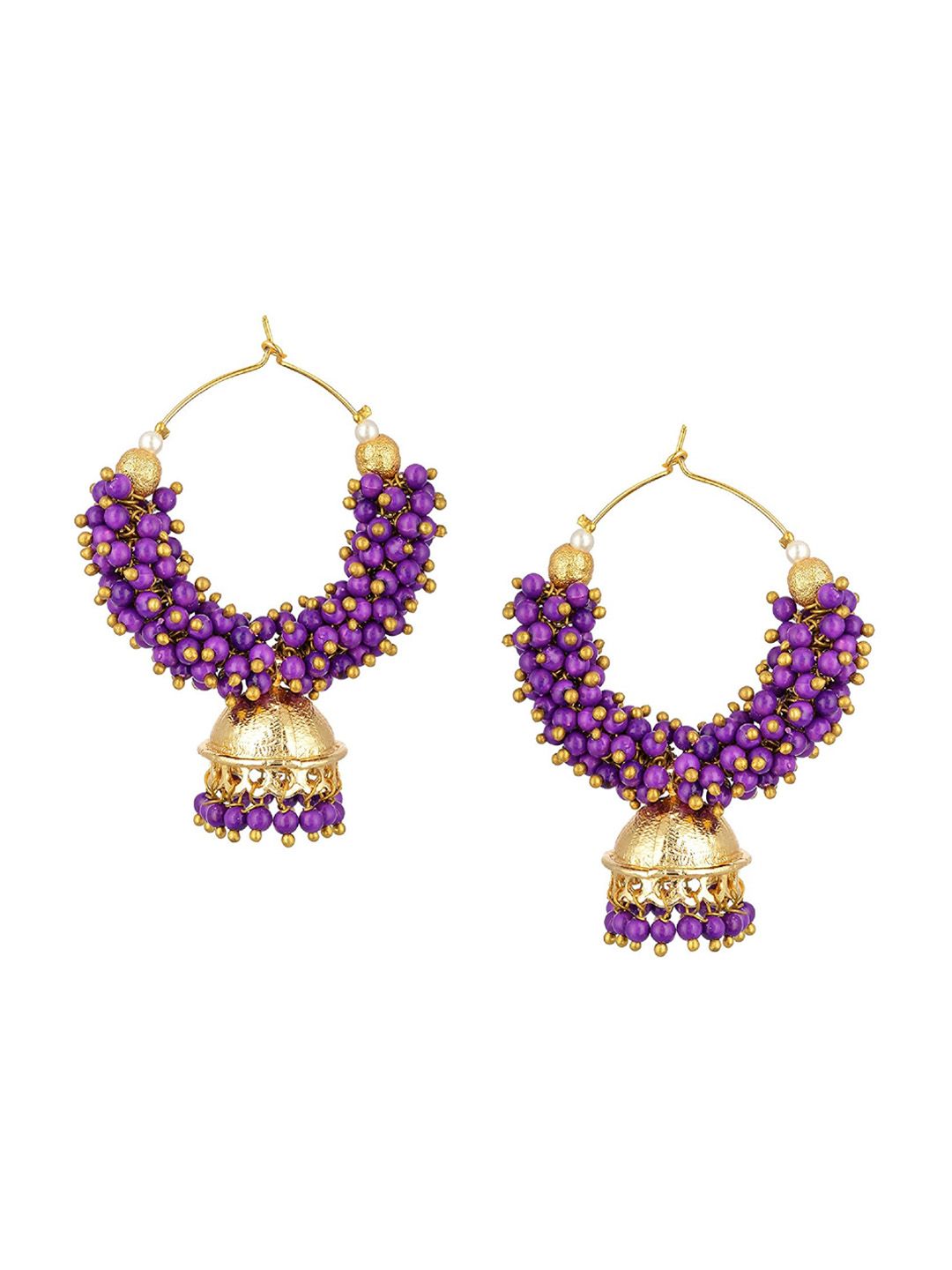 Kshitij Jewels Purple Contemporary Jhumkas Earrings Price in India