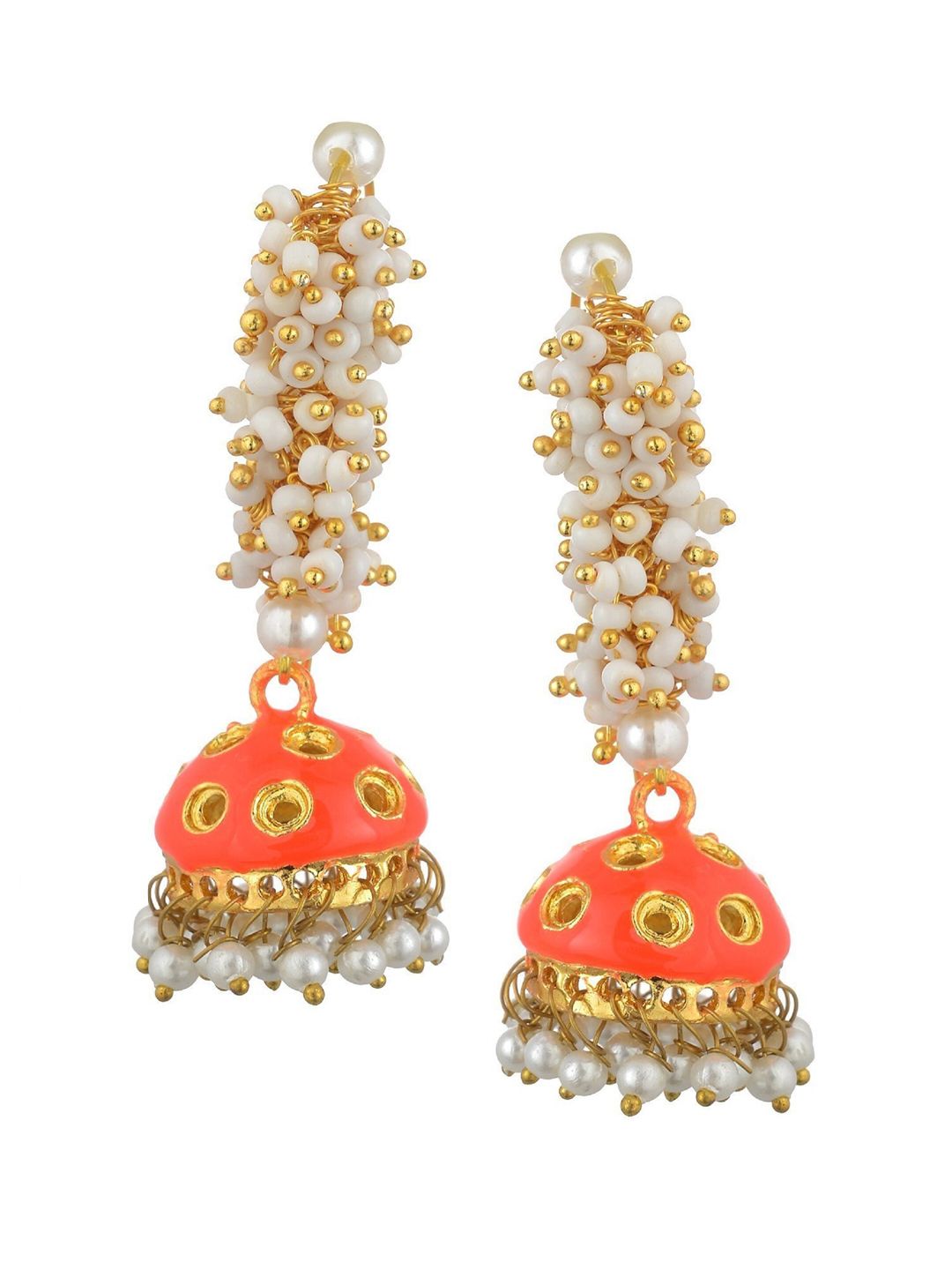 Kshitij Jewels Orange Contemporary Jhumkas Earrings Price in India