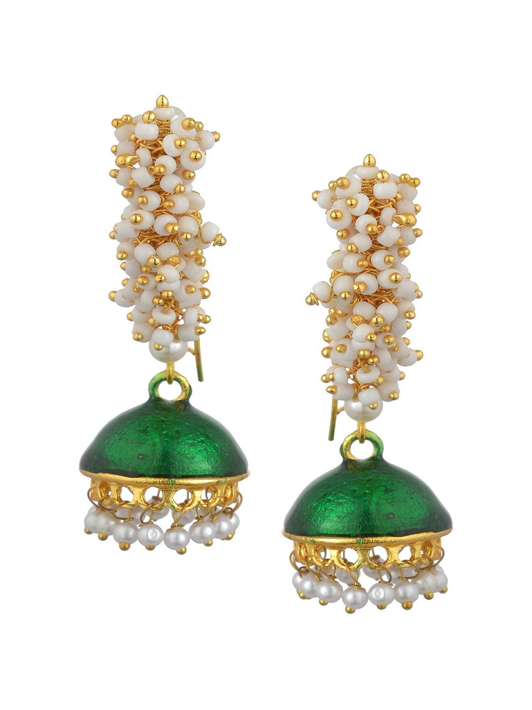 Kshitij Jewels Green Contemporary Jhumkas Earrings Price in India