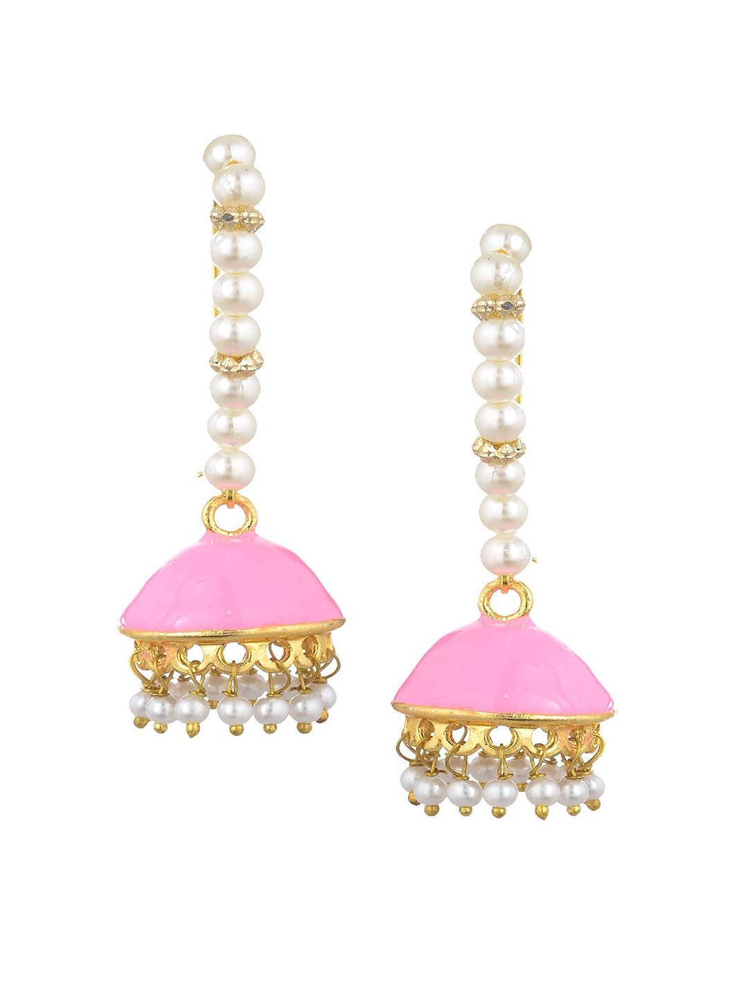 Kshitij Jewels Pink Contemporary Jhumkas Earrings Price in India