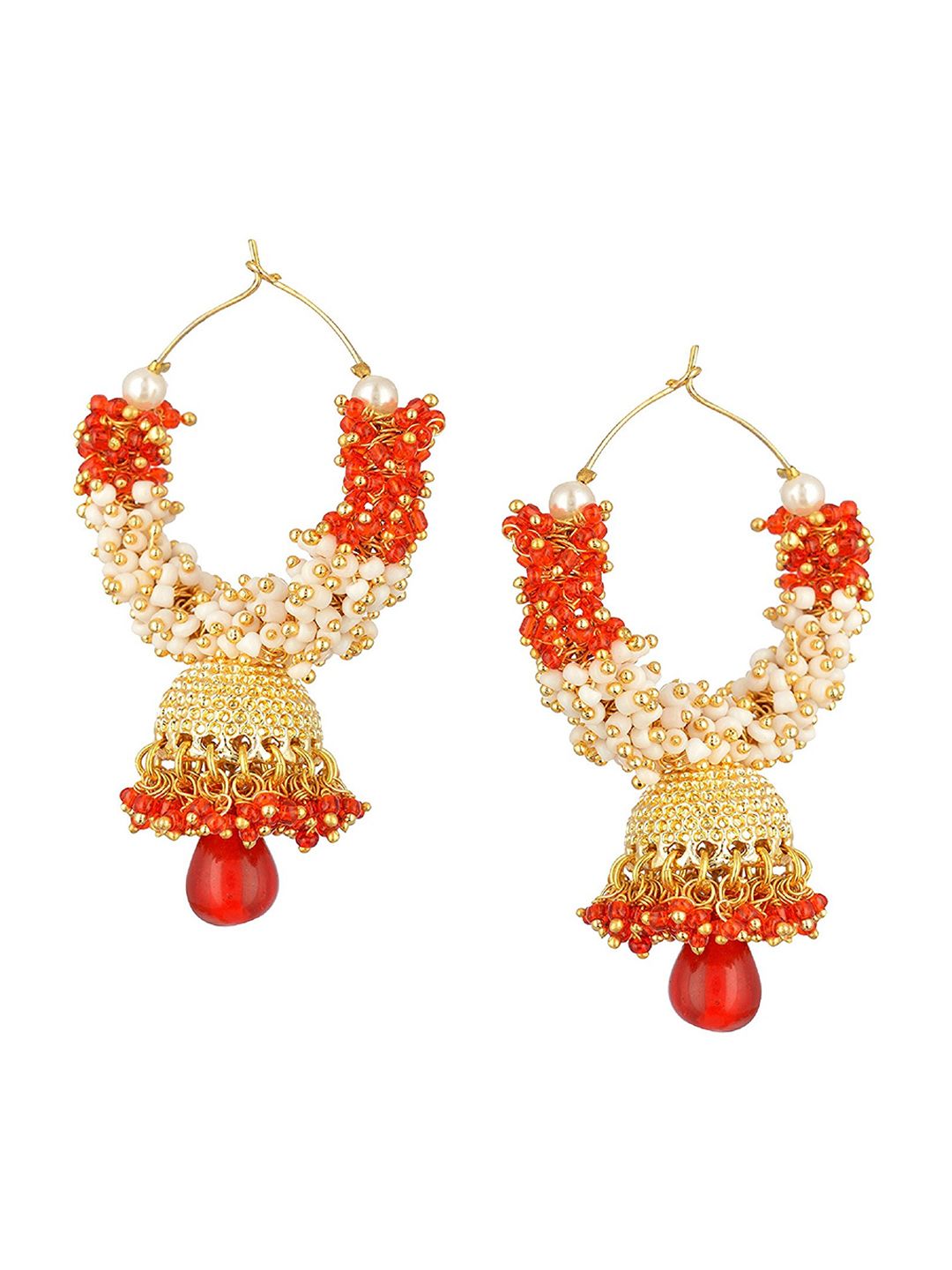 Kshitij Jewels Orange Contemporary Jhumkas Earrings Price in India