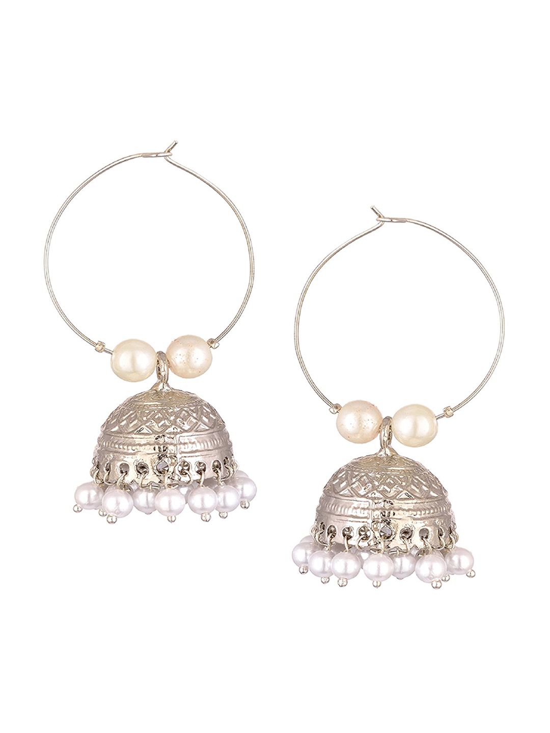 Kshitij Jewels White Contemporary Jhumkas Earrings Price in India