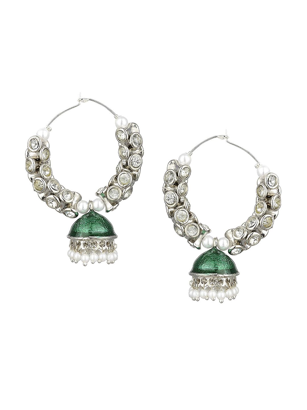 Kshitij Jewels Green Contemporary Jhumkas Earrings Price in India