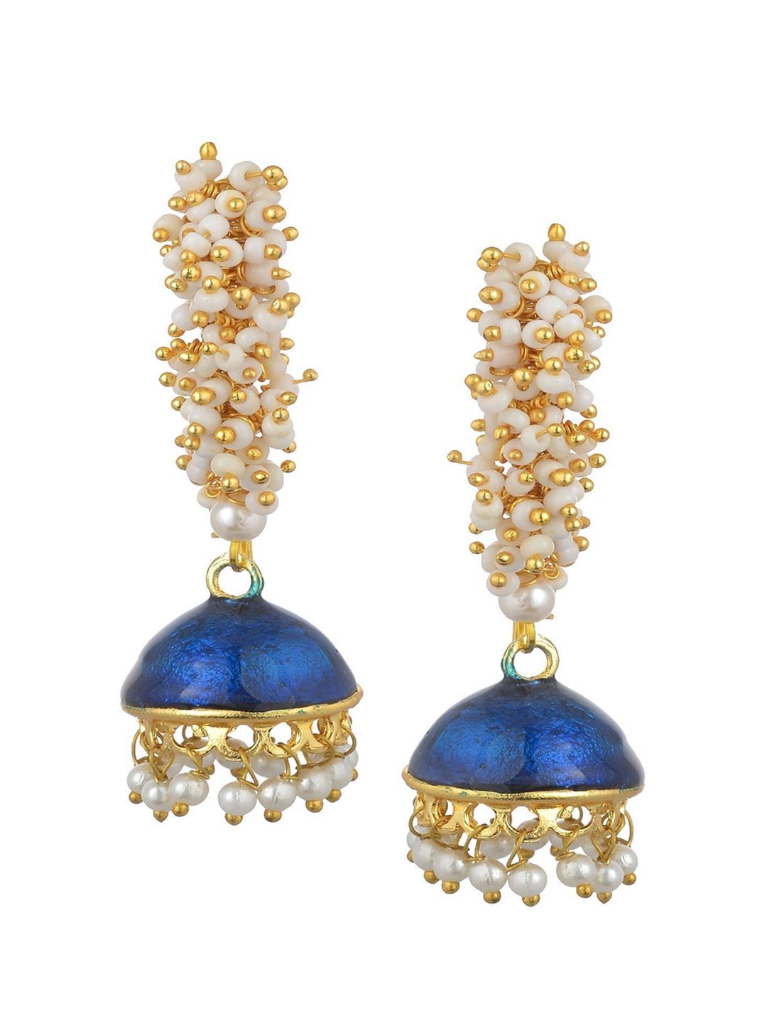 Kshitij Jewels Blue Contemporary Jhumkas Earrings Price in India