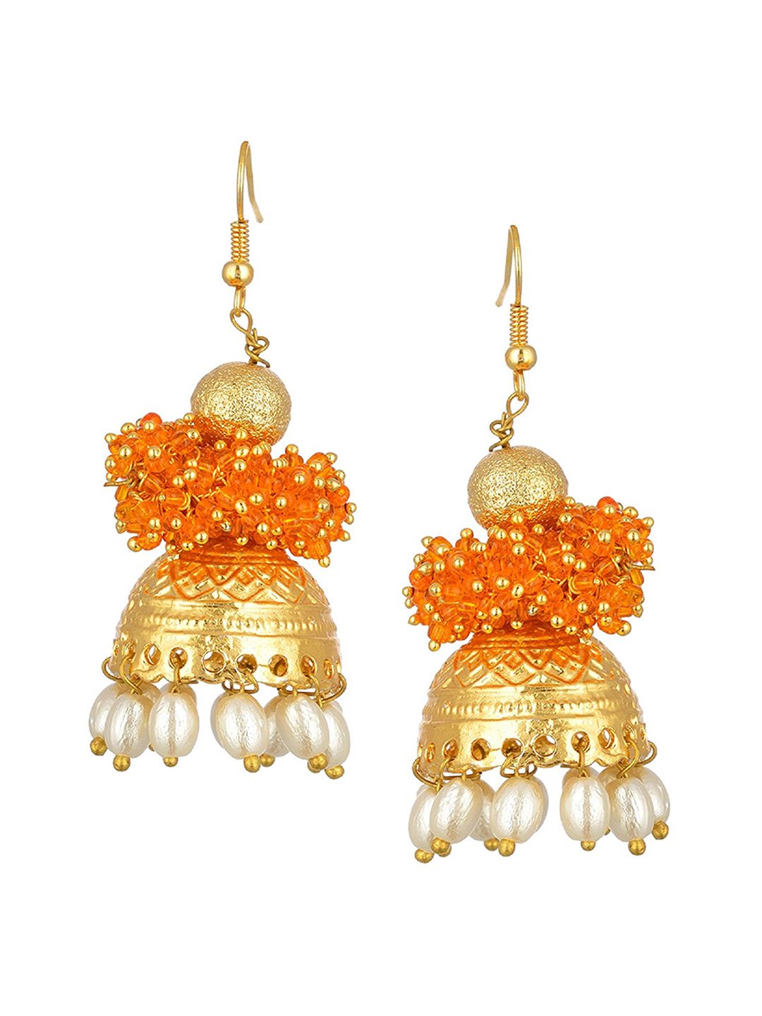 Kshitij Jewels Orange Contemporary Jhumkas Earrings Price in India