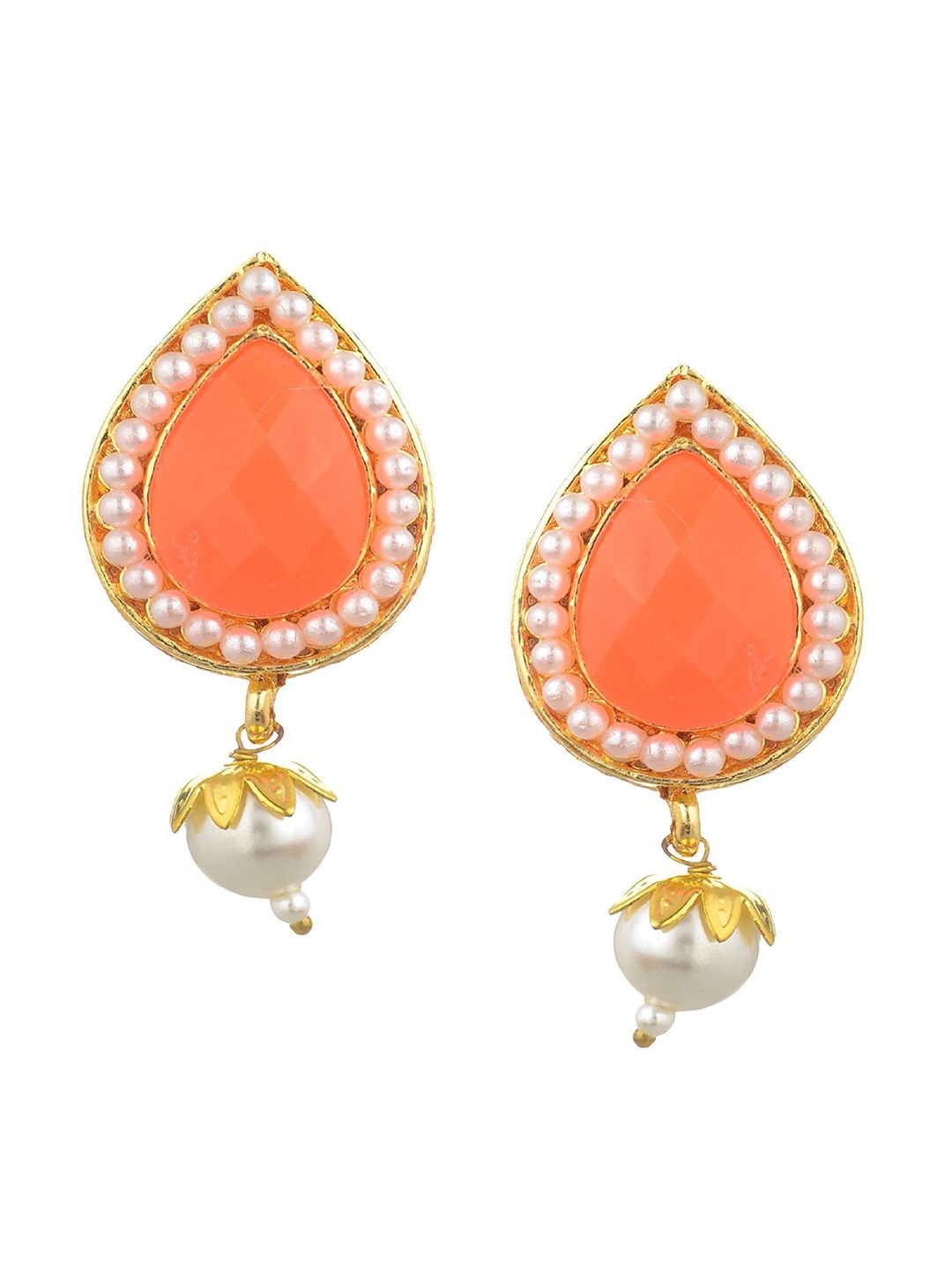 Kshitij Jewels Orange Contemporary Studs Earrings Price in India