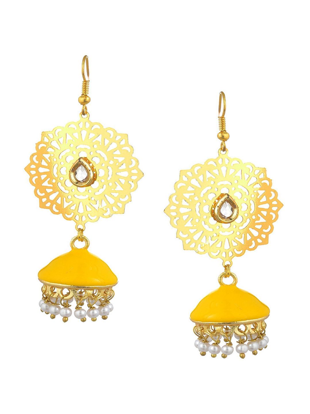 Kshitij Jewels Yellow Contemporary Drop Earrings Price in India