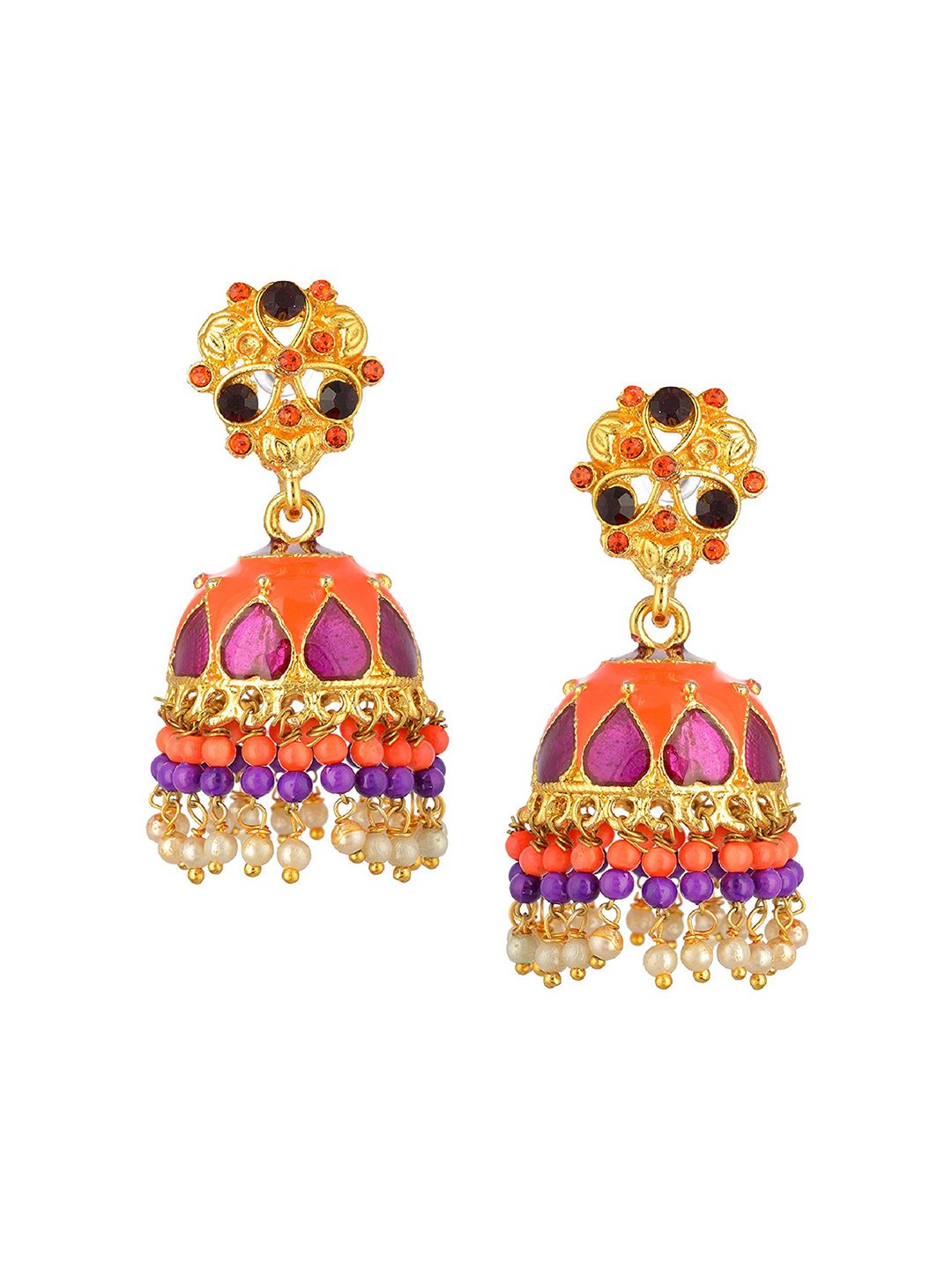 Kshitij Jewels Multicoloured Contemporary Jhumkas Earrings Price in India