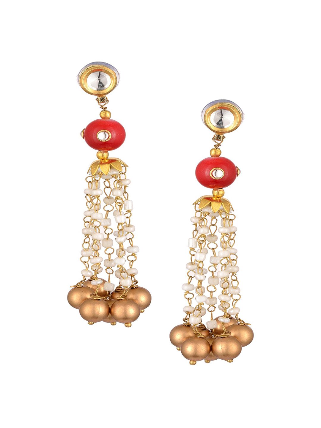 Kshitij Jewels Red Contemporary Drop Earrings Price in India