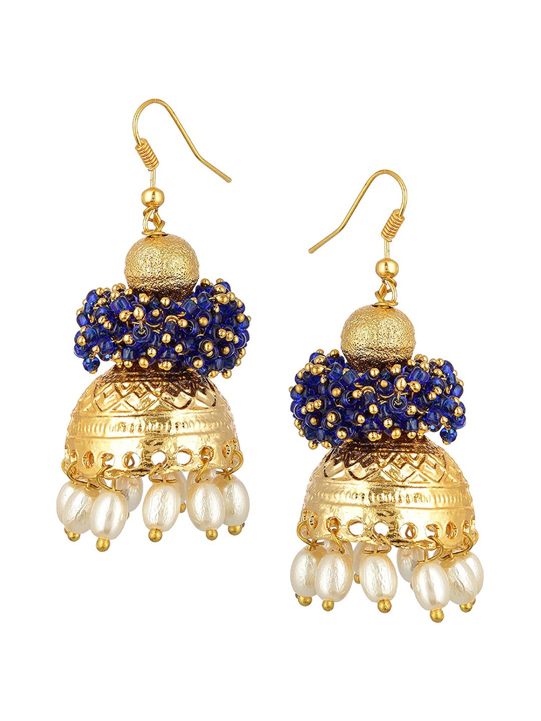 Kshitij Jewels Blue Contemporary Jhumkas Earrings Price in India