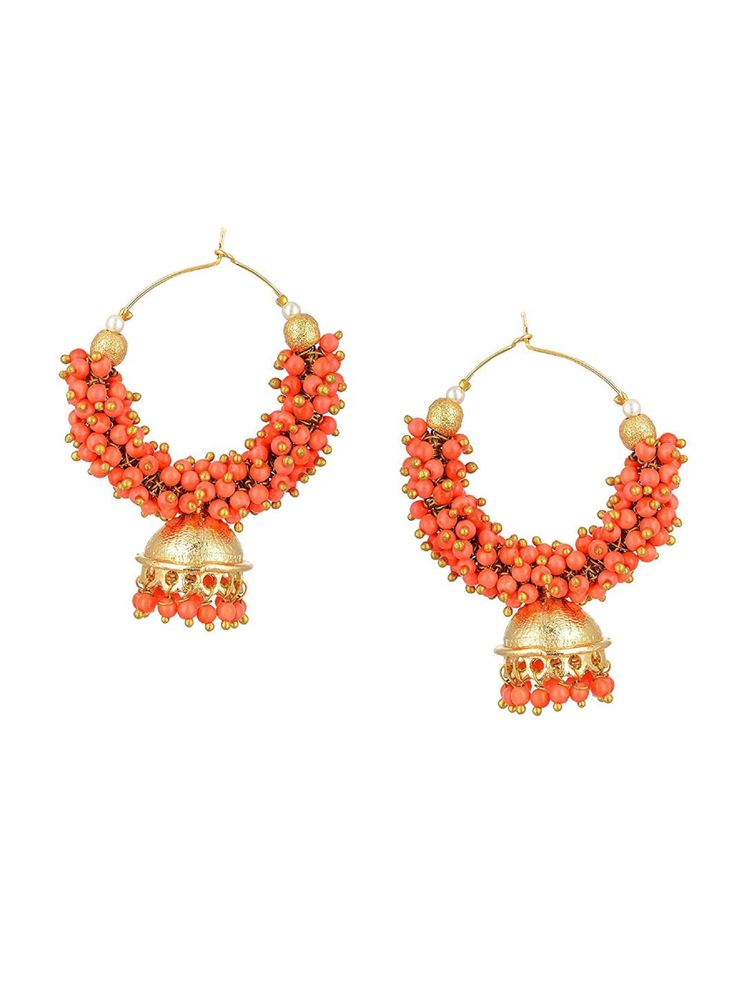 Kshitij Jewels Orange Contemporary Jhumkas Earrings Price in India