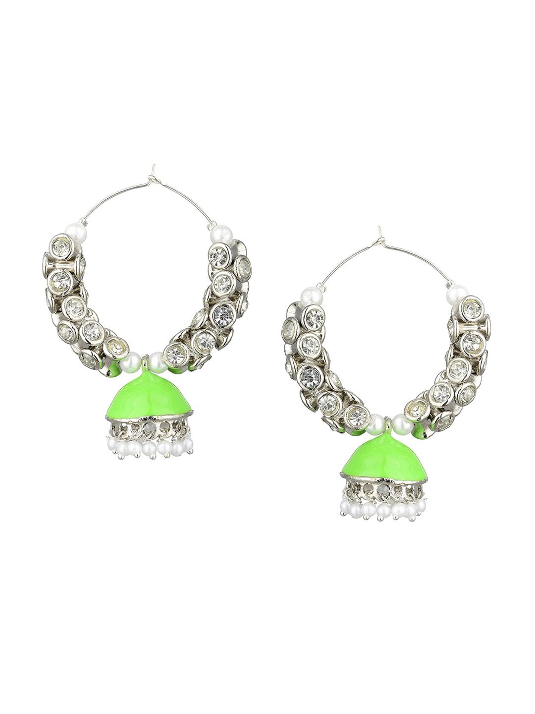 Kshitij Jewels Green Contemporary Jhumkas Earrings Price in India