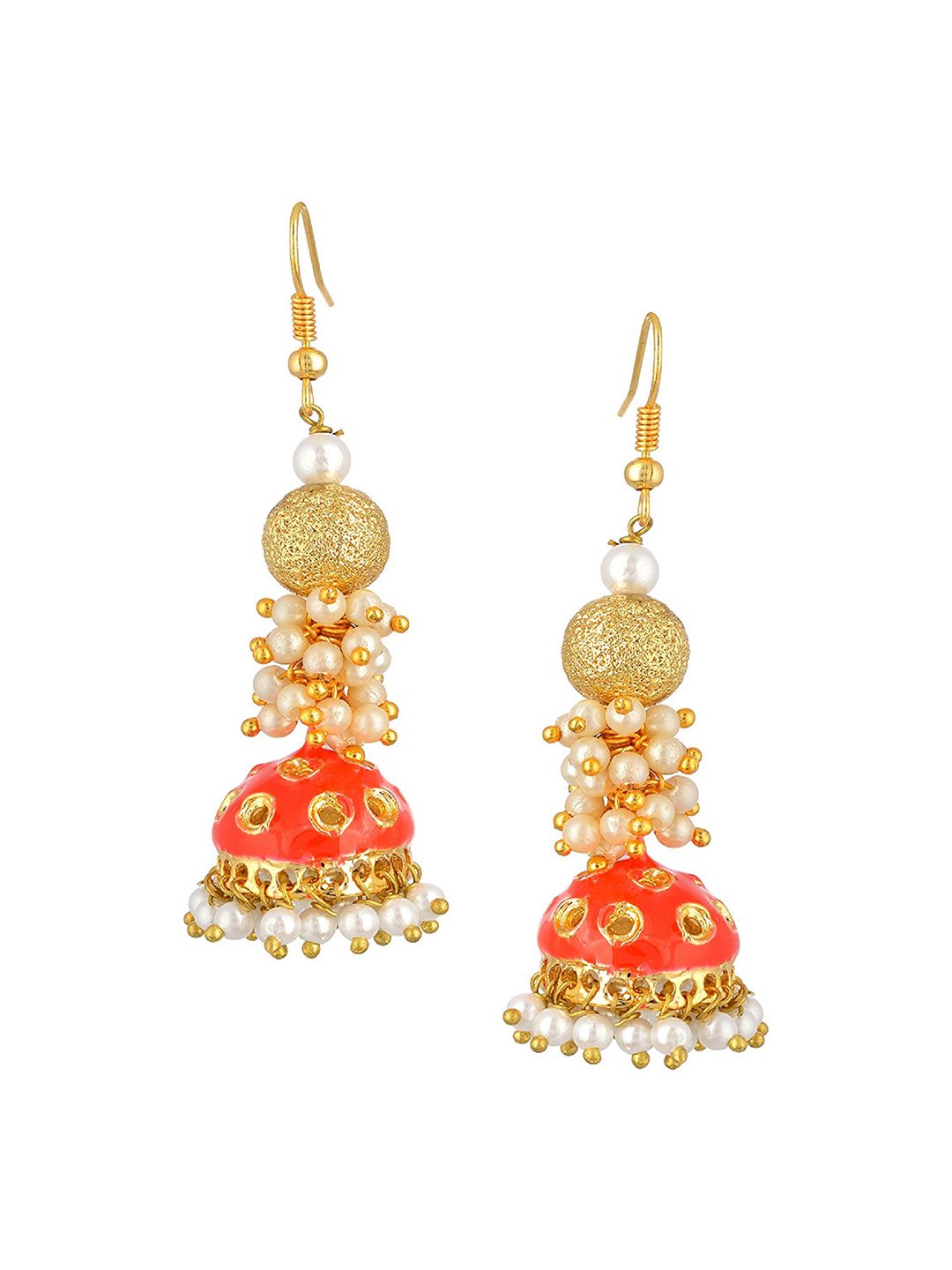 Kshitij Jewels Orange Contemporary Jhumkas Earrings Price in India