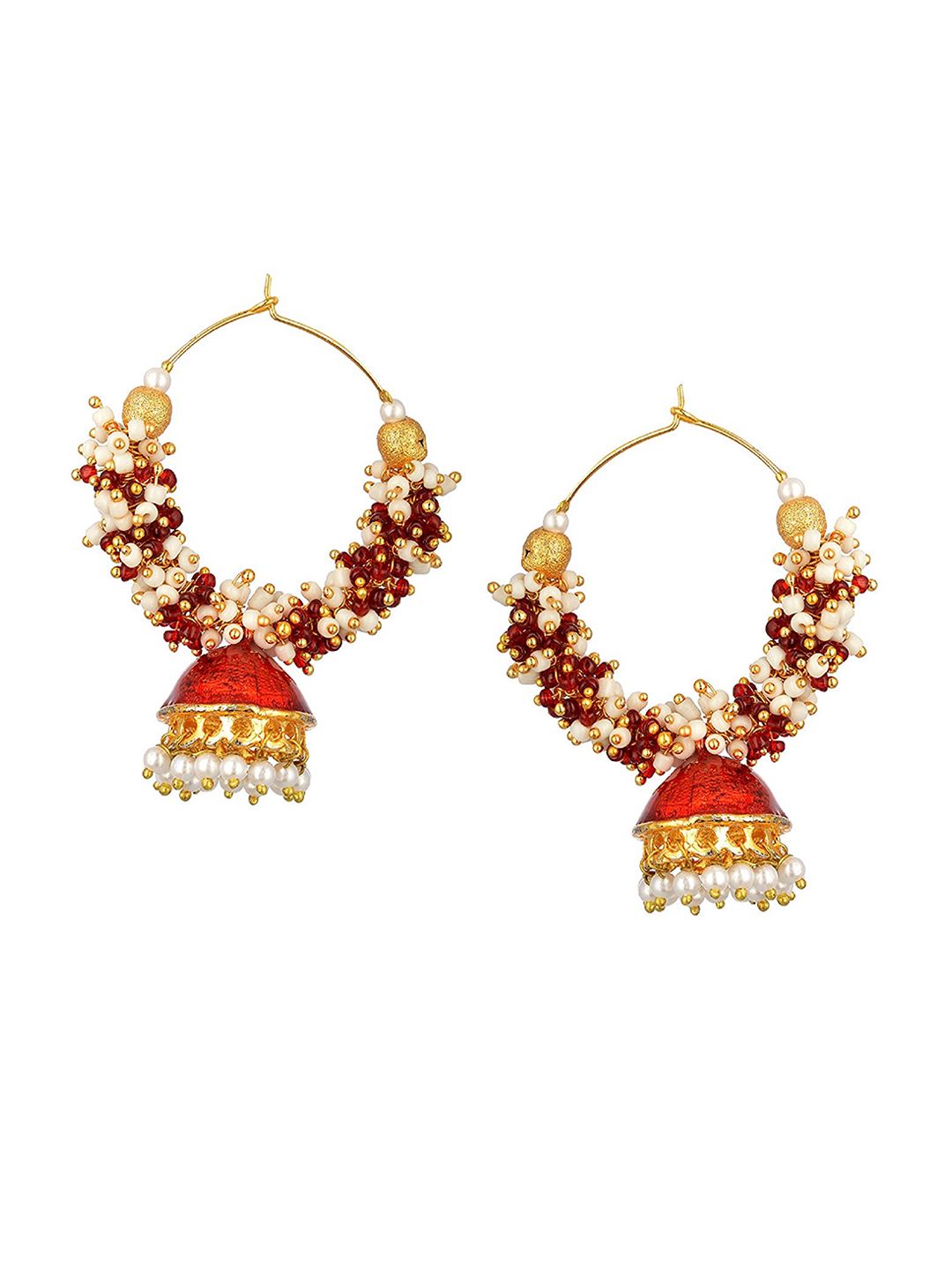 Kshitij Jewels Maroon Contemporary Jhumkas Earrings Price in India