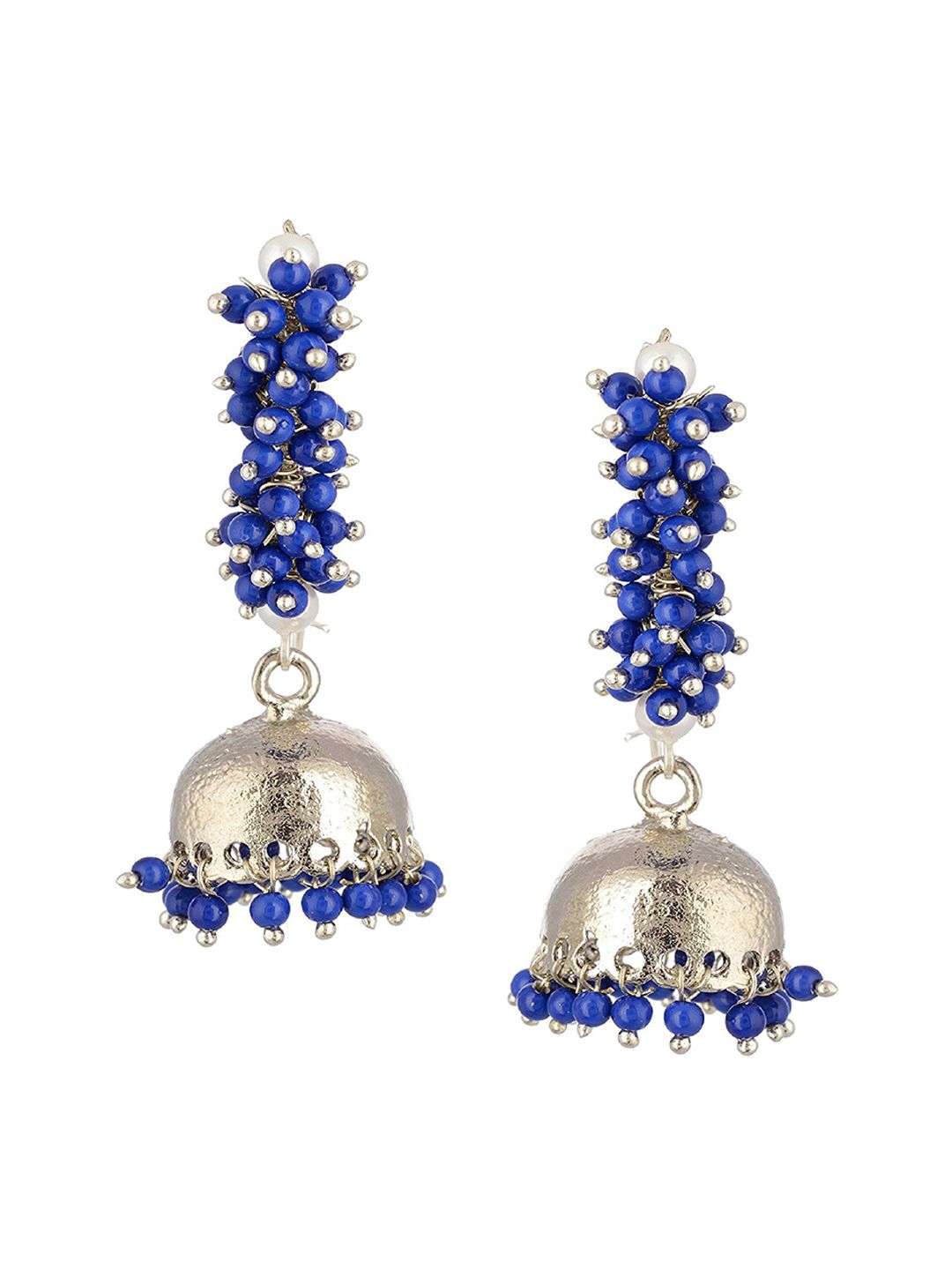 Kshitij Jewels Navy Blue Contemporary Jhumkas Earrings Price in India