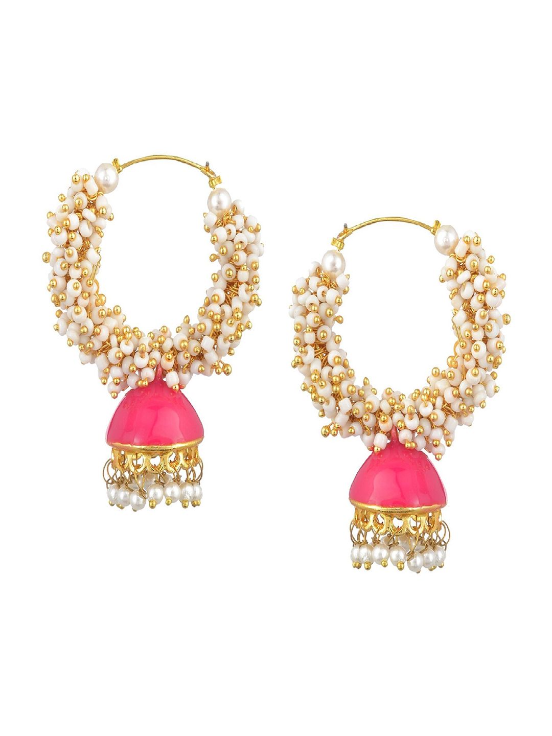 Kshitij Jewels Pink Contemporary Jhumkas Earrings Price in India