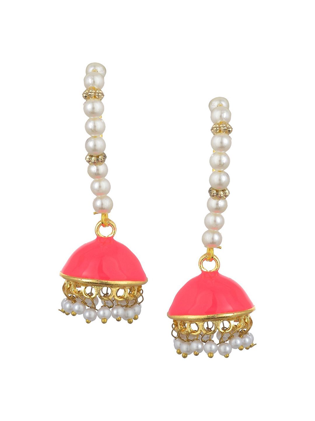 Kshitij Jewels Pink Contemporary Jhumkas Earrings Price in India