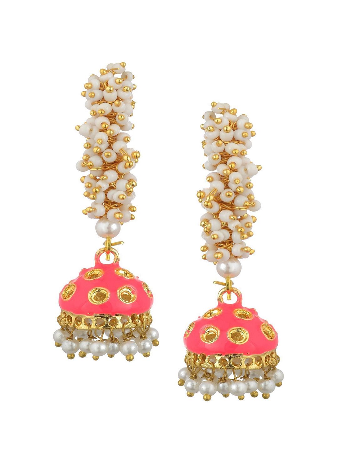 Kshitij Jewels Pink Contemporary Jhumkas Earrings Price in India