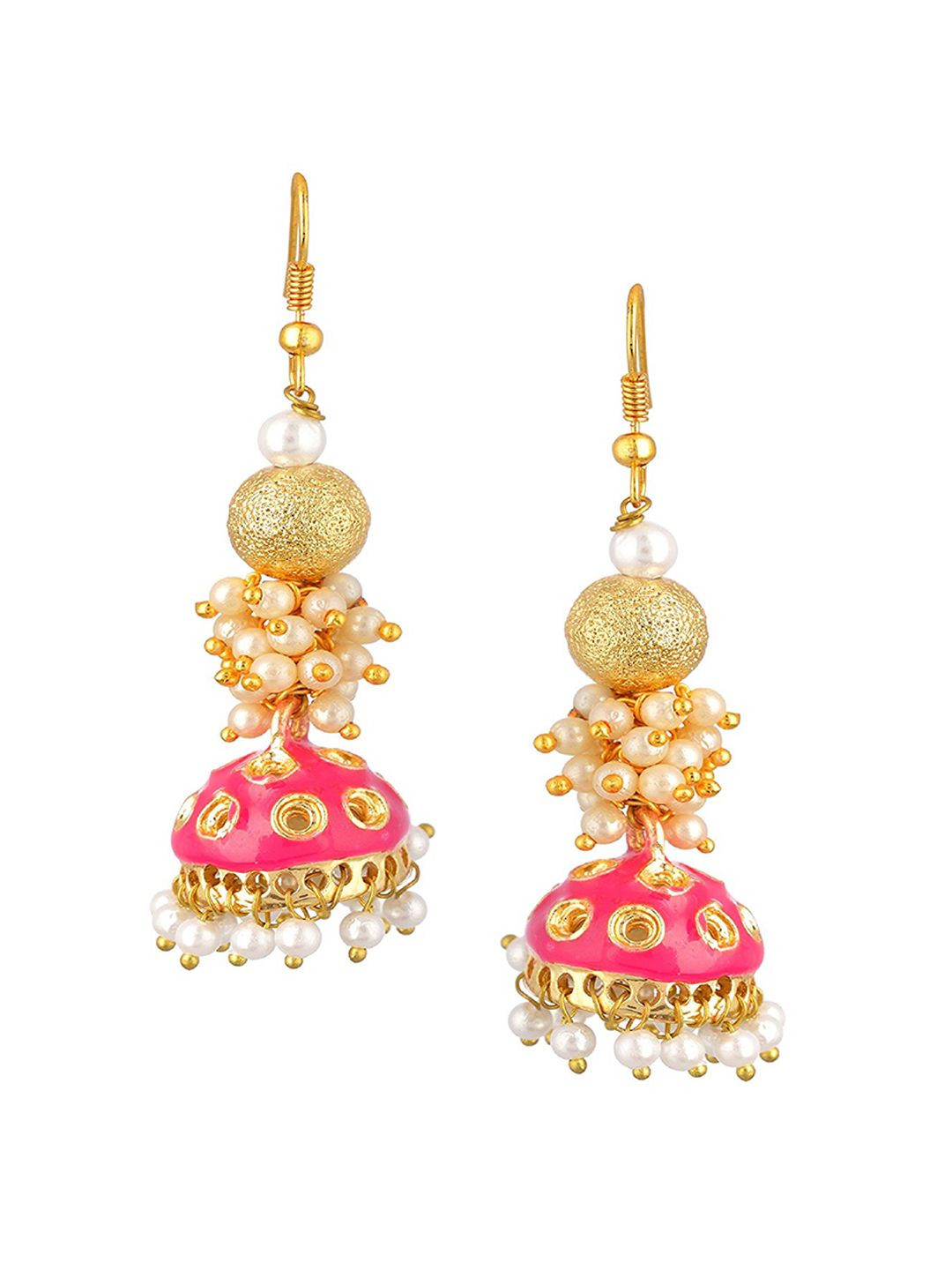 Kshitij Jewels Pink Contemporary Jhumkas Earrings Price in India