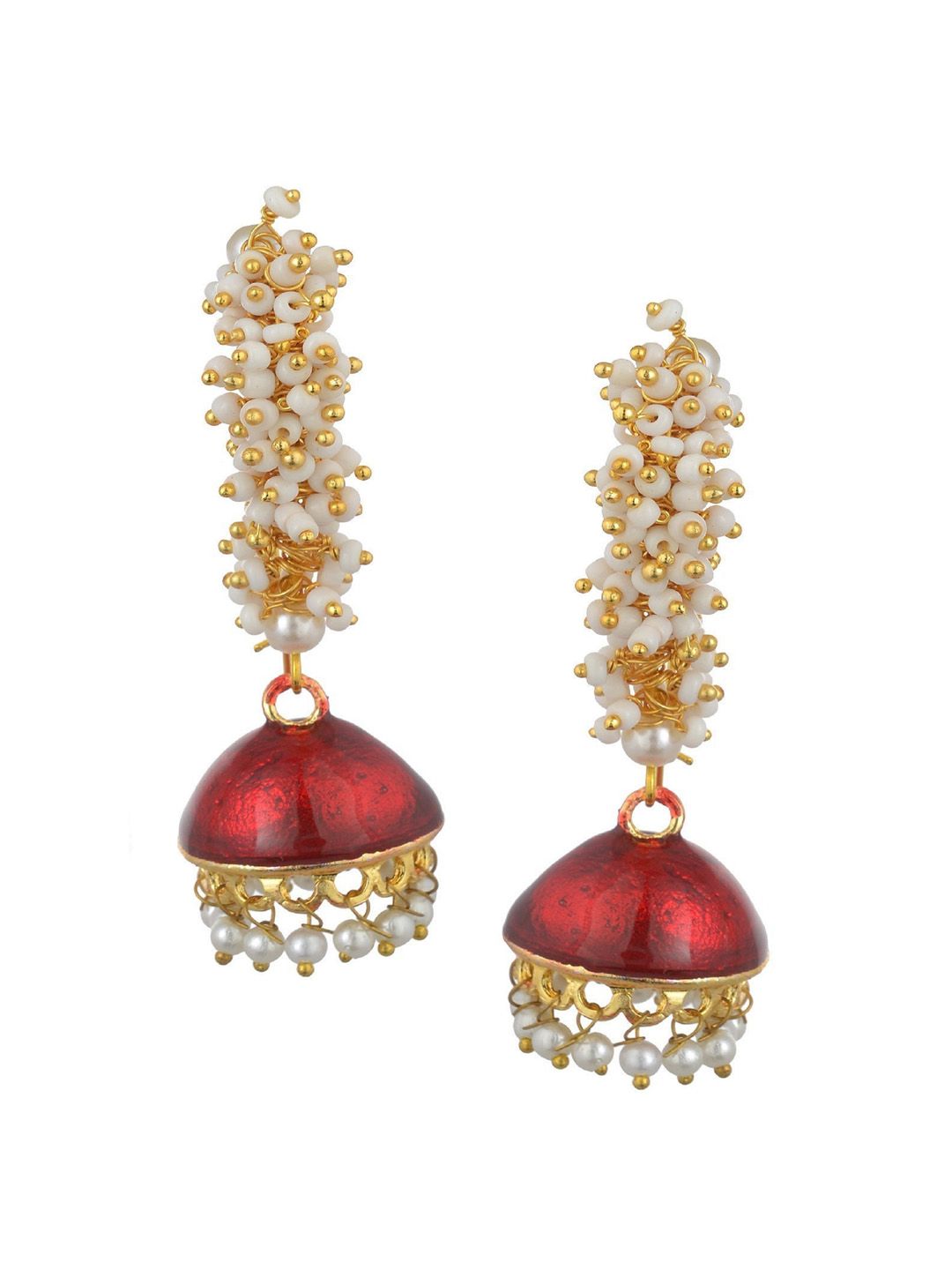 Kshitij Jewels Maroon Contemporary Jhumkas Earrings Price in India