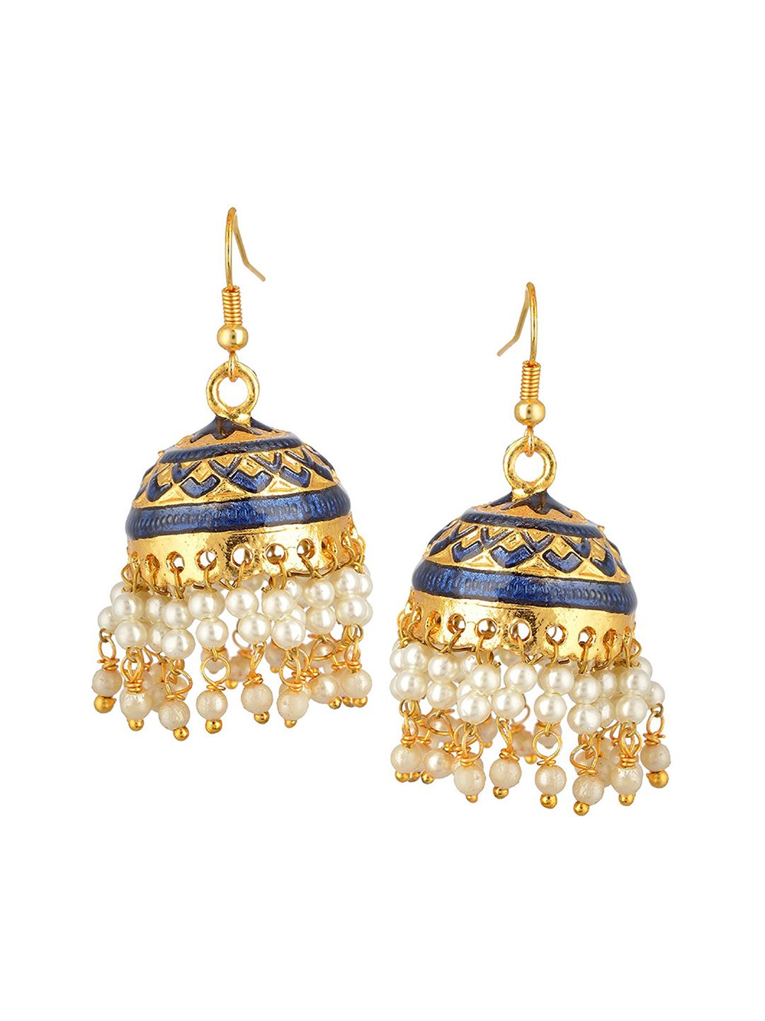 Kshitij Jewels Navy Blue Contemporary Jhumkas Earrings Price in India