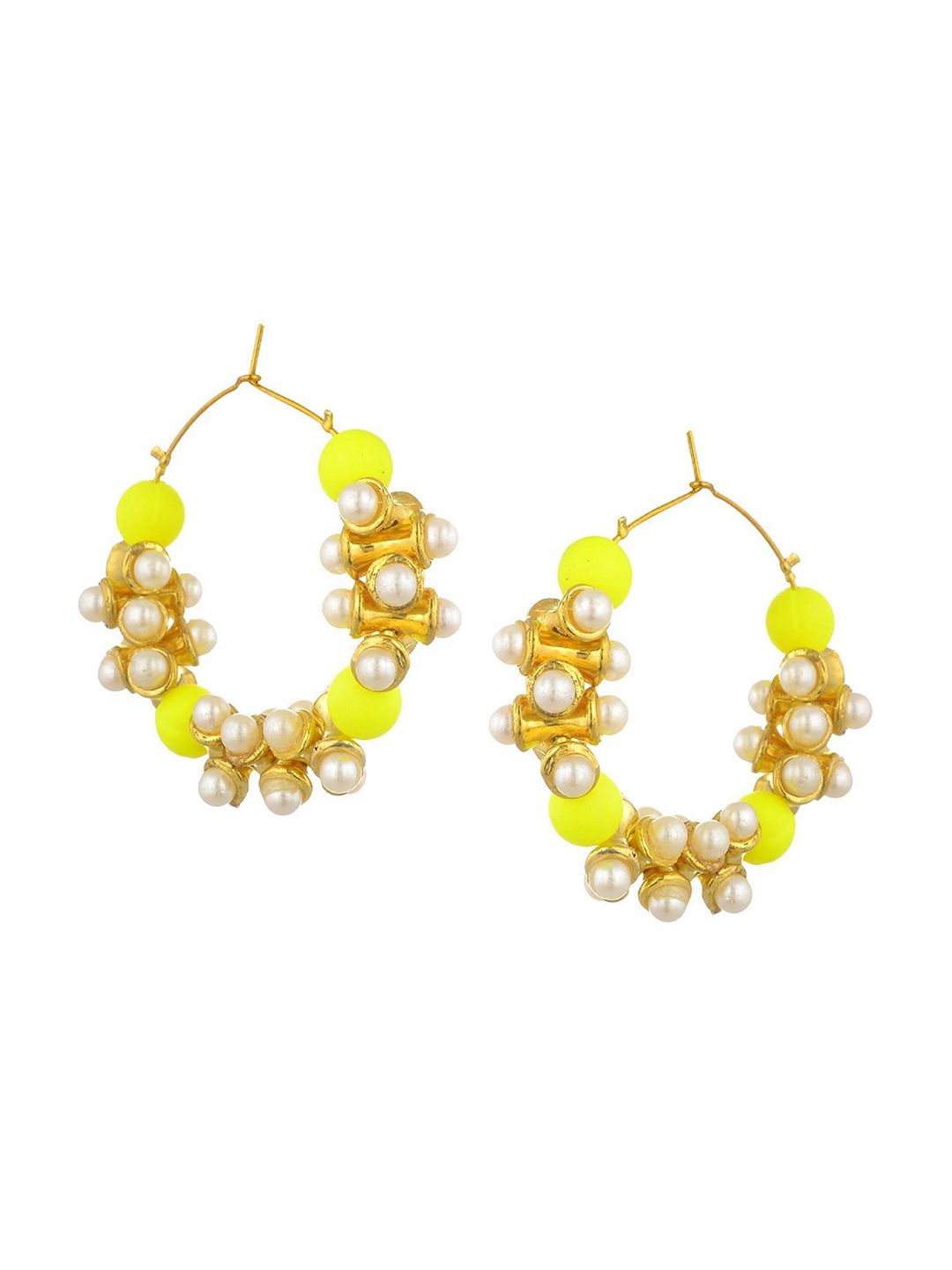 Kshitij Jewels Yellow Contemporary Hoop Earrings Price in India