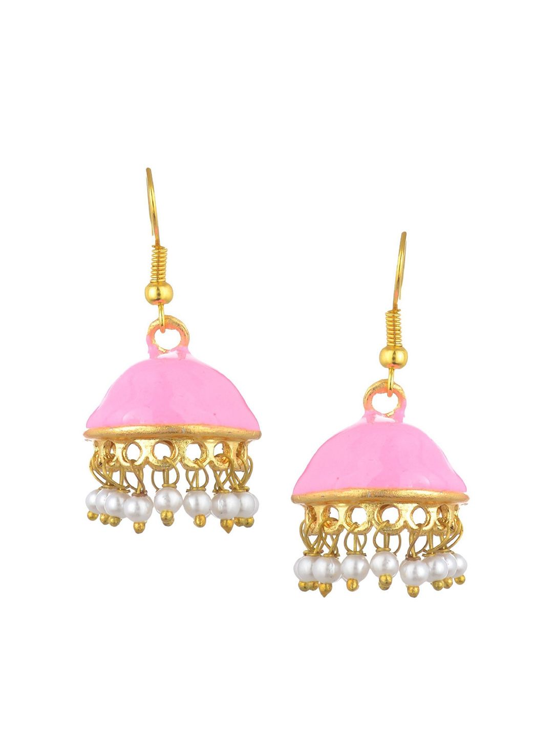 Kshitij Jewels Pink Contemporary Jhumkas Earrings Price in India