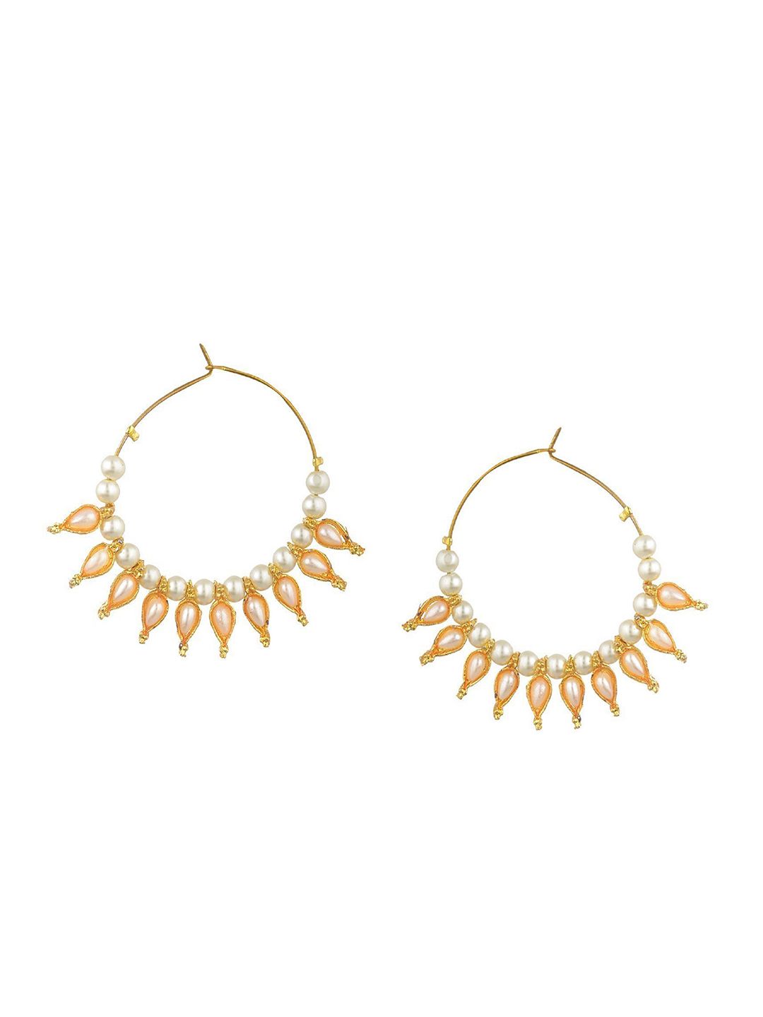 Kshitij Jewels White Contemporary Hoop Earrings Price in India