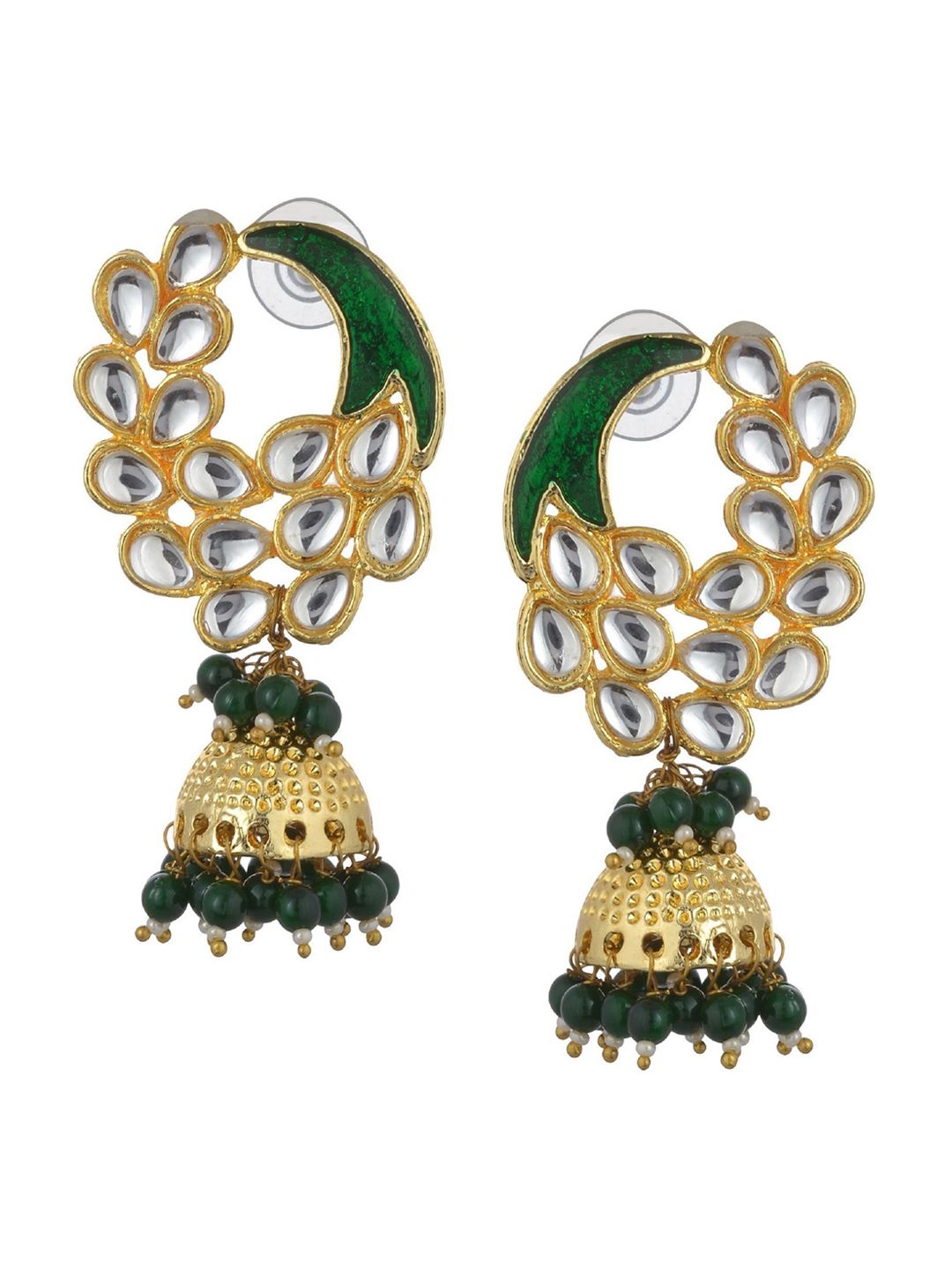 Kshitij Jewels Green Contemporary Jhumkas Earrings Price in India