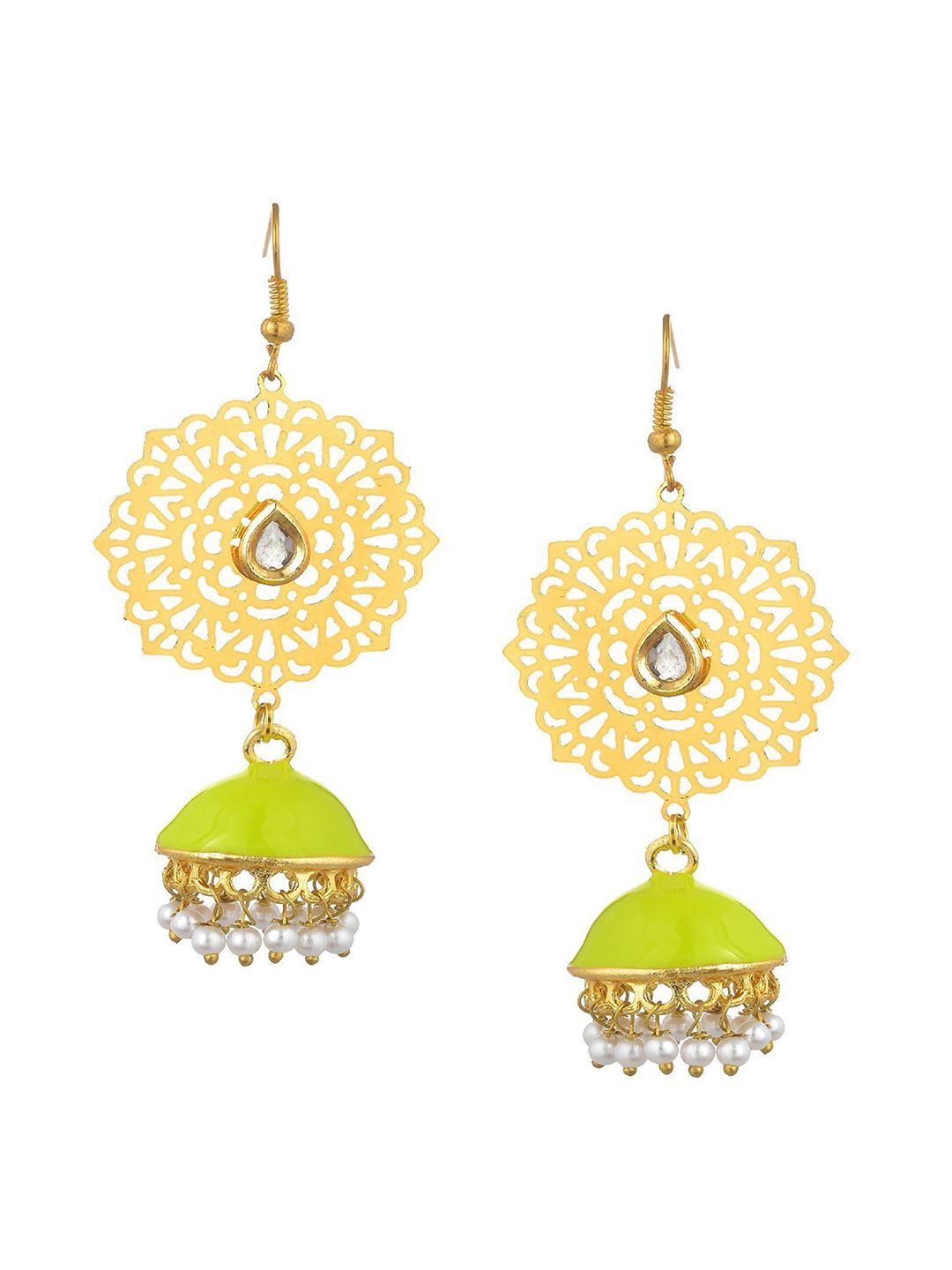 Kshitij Jewels Green Contemporary Jhumkas Earrings Price in India